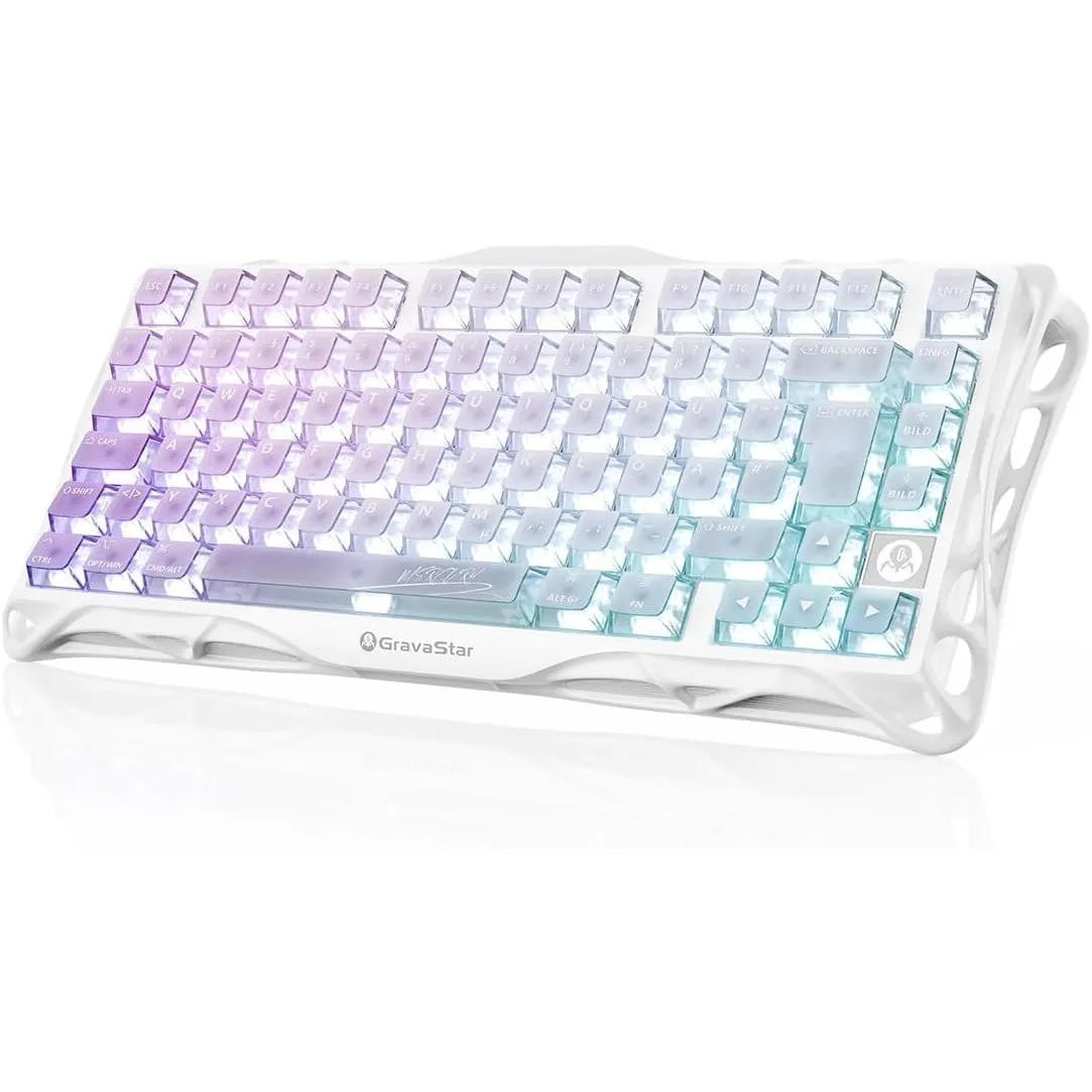 GravaStar Mercury K1 Lite 75% Gaming Tastatur, QWERTZ Gaming Tastatur Kabellos,2,4GHz/Bluetooth/Kabel Tri-Mode, Gasket …