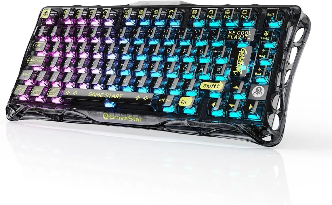 GravaStar Mercury K1 Lite QWERTZ Mechanisch Tastatur(DE Layout), 75% Gaming Tastatur Kabellos Tri-Mode(2,4GHz/Bluetooth…