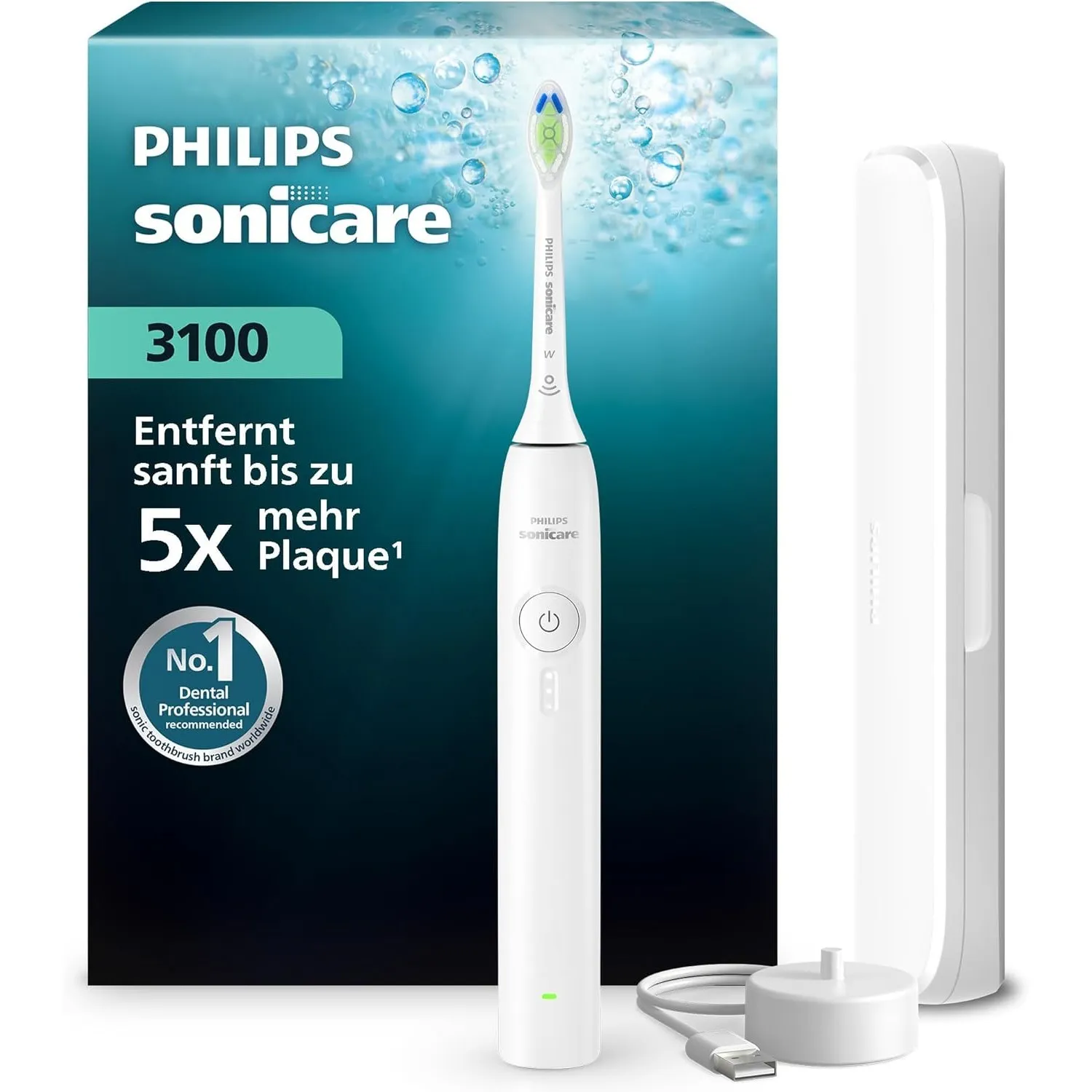 Philips Sonicare Series 3100 Elektrische Zahnbürste – Schallzahnbürste mit Drucksensor, drei Intensitätsstufen, EasySta…