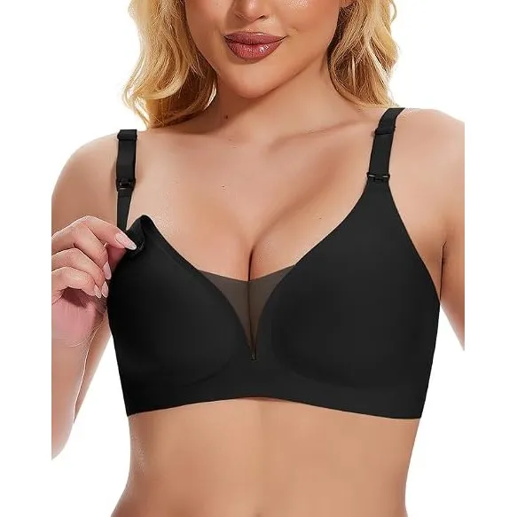 Jiuday Still BH ohne Bügel Große Brüste Damen Schwangerschafts- & Still-BHS Bequemer Gepolstert Spitze Seamless Nursing…