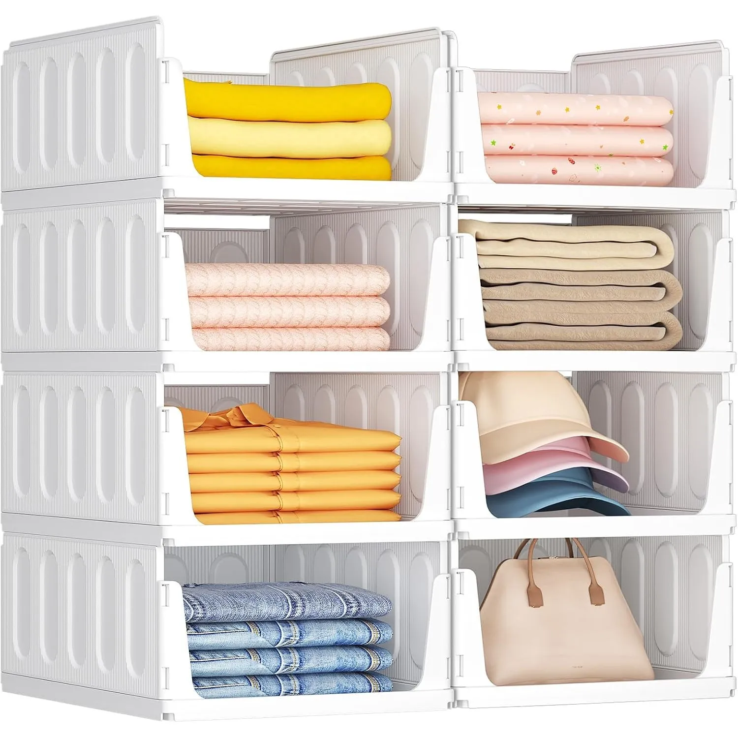 Lifewit 8er Set Stapelbare Kleiderschrank Organizer 42 cm Tief