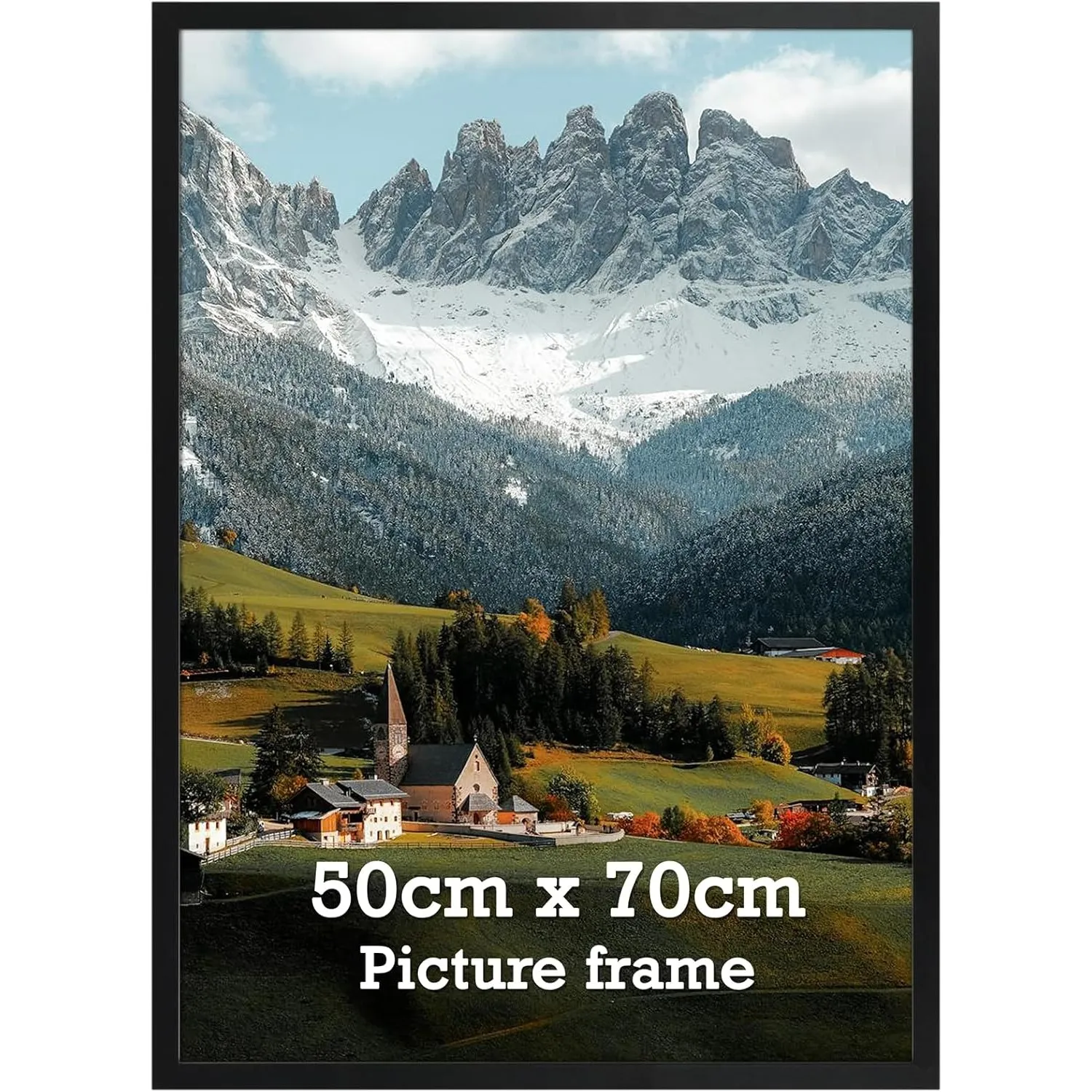 Bilderrahmen 50x70 cm 1 Stück schwarzer Fotorahmen, geeignet für 70x50 cm Fotos, Poster und Kunstwerke, passend zur Wan…