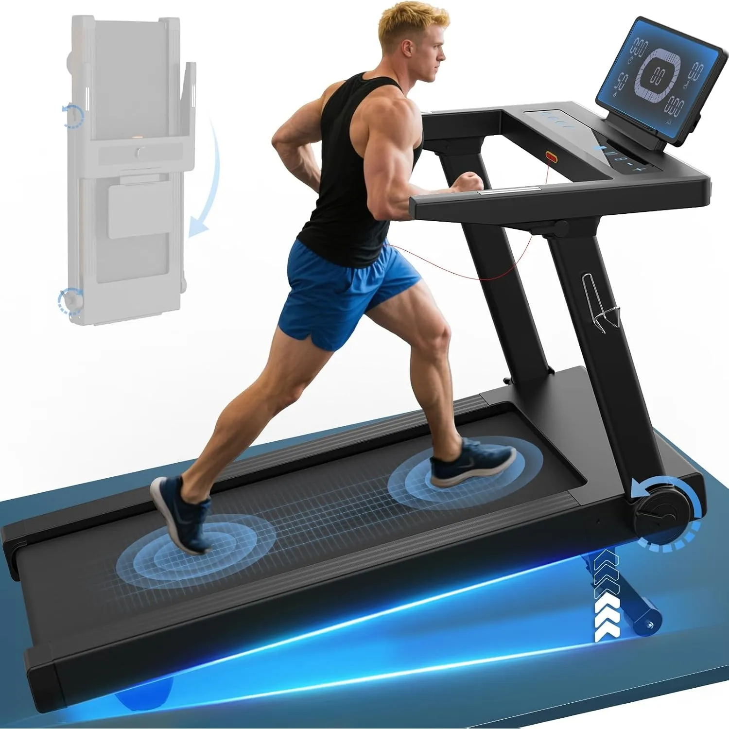 Laufband für Zuhause mit 20% Steigung, 1-20km/h, 7PS,App-kompatibles