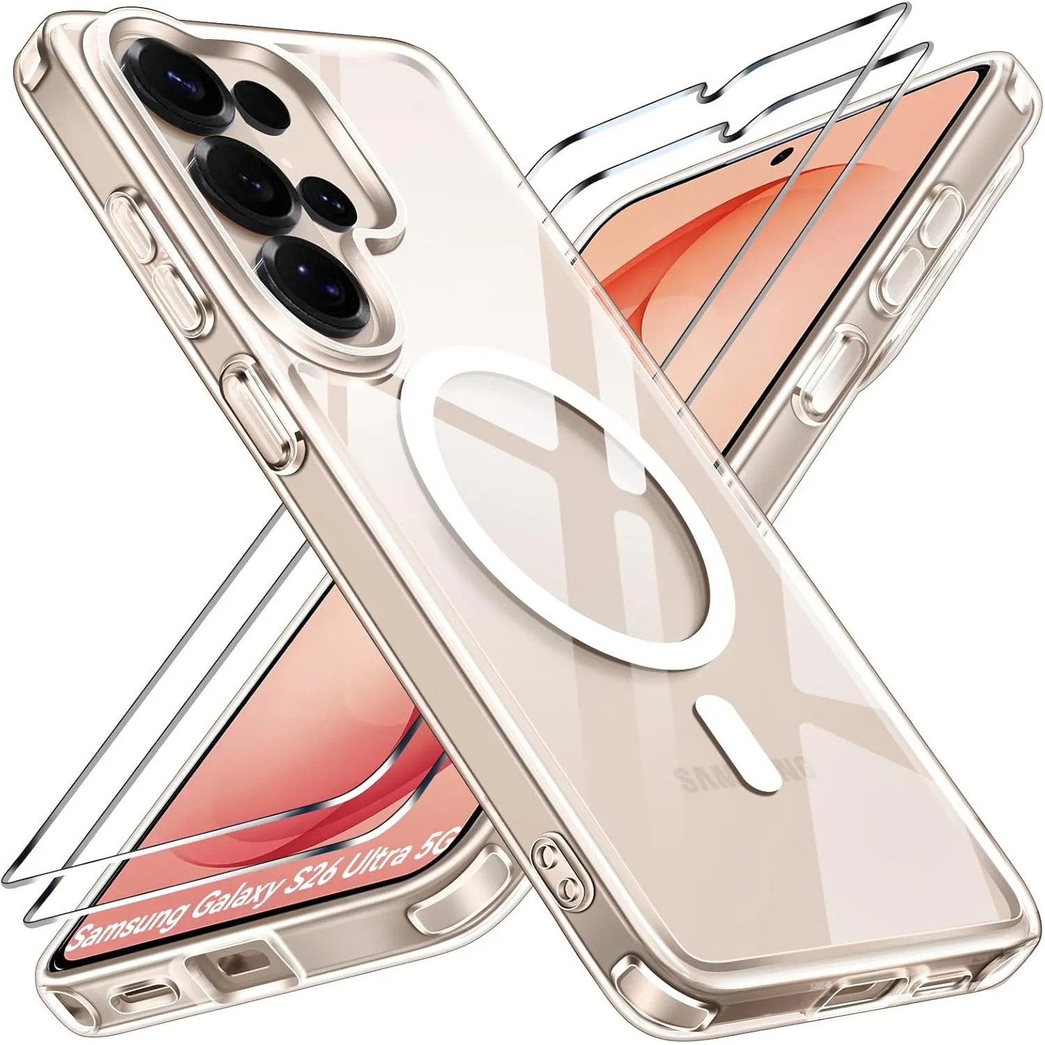 ivoler Klar Magnetisch Hülle für Samsung Galaxy S26 Ultra 5G, 1 Handyhülle mit 2 Stück Panzer Schutz Glas, [Militärisch…