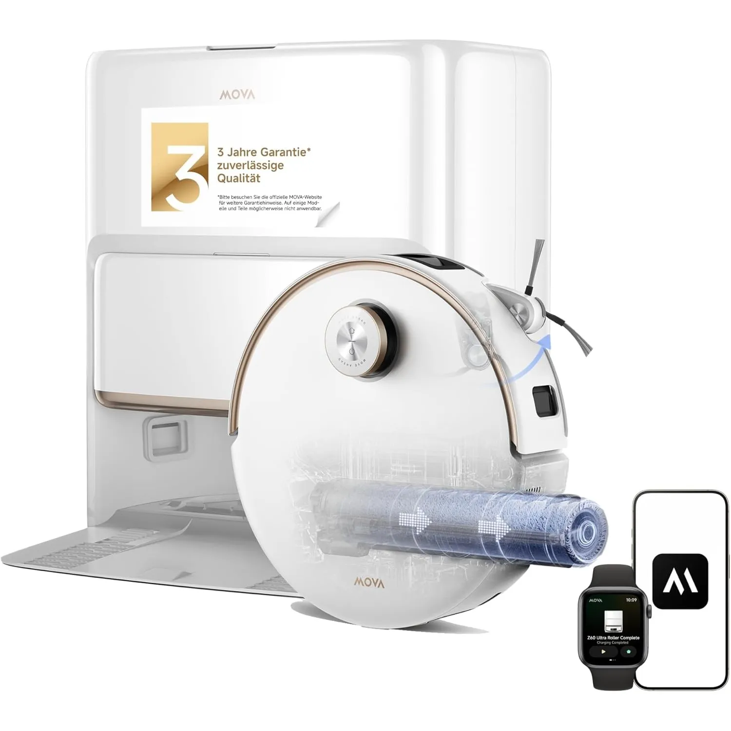 Mova Z60 Ultra Roller Complete Saugroboter mit Wischfunktion, HydroForce-Wischen, AutoShield-Technologie, LiftPro-Gehäu…