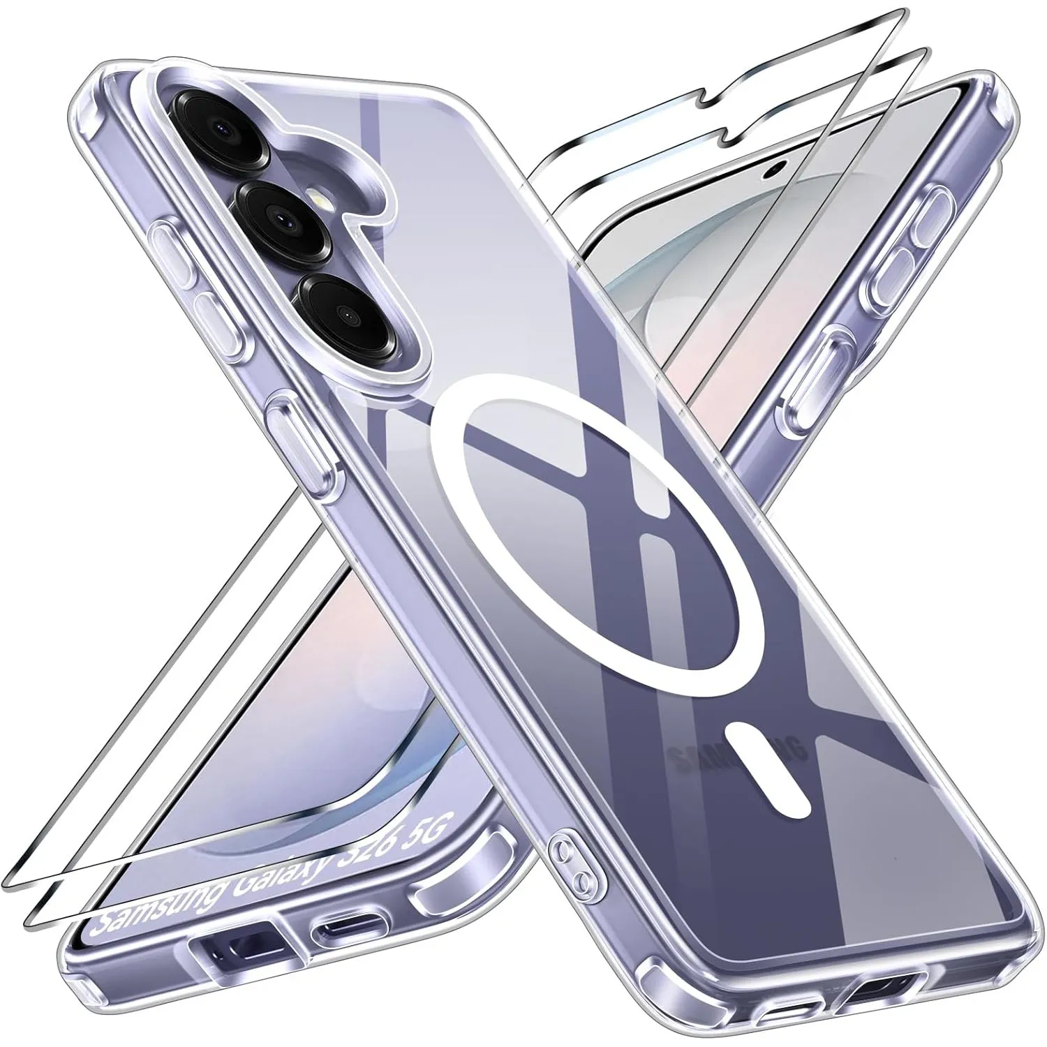 ivoler für Samsung Galaxy S26 5G Hülle mit 2 Stück Schutzfolie, Transparent