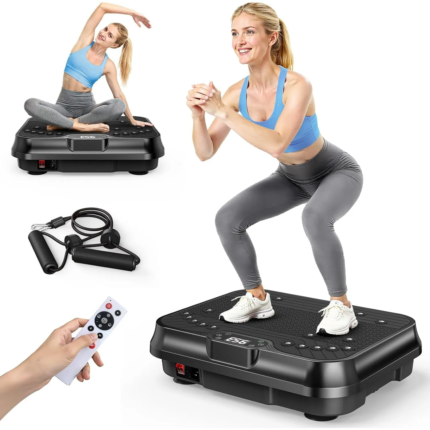 HomeFitnessCode Mini Vibrationsplatte für Frauen - Vibrationsgerät mit 250 Intensitätsstufen + 9 Vorprogramm Vibrations…