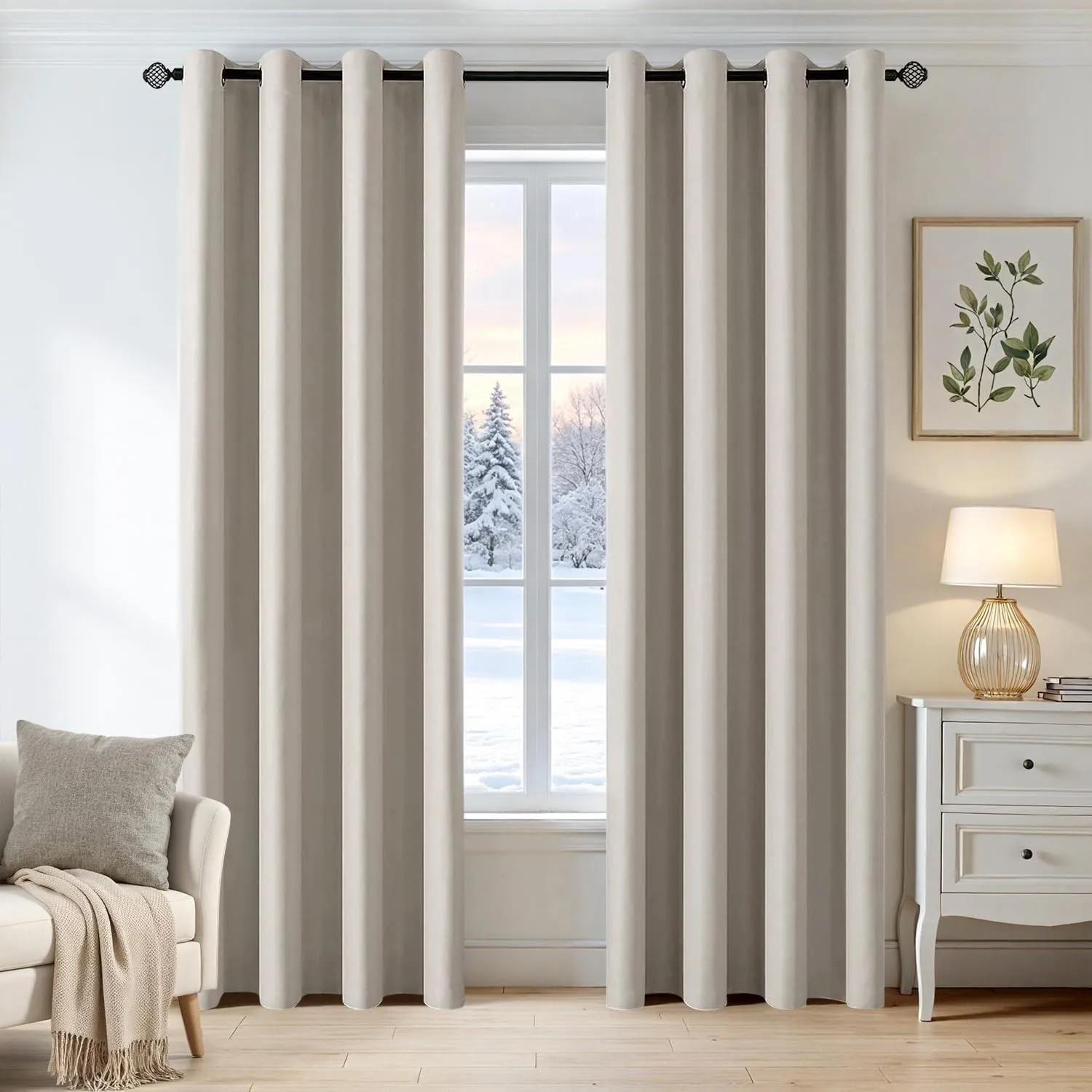 MIULEE Verdunklungsvorhänge Thermo Blickdicht Ösen 2er Set 140x200cm Greige