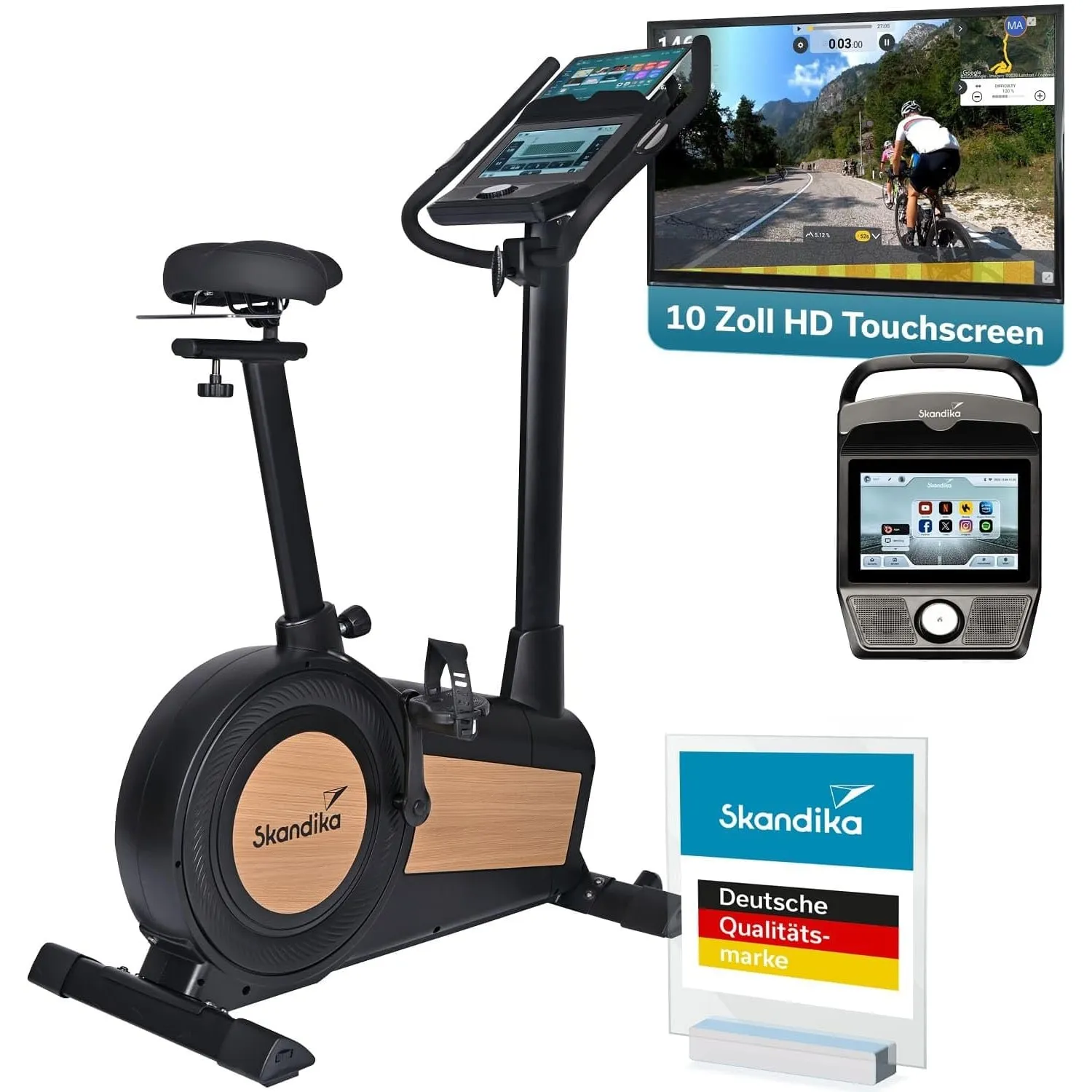 Skandika Ergometer Cykling P15 | Heimtrainer Fahrrad mit LCD Display, Touchscreen, Programme, Magnetbremse 32 Stufen, K…