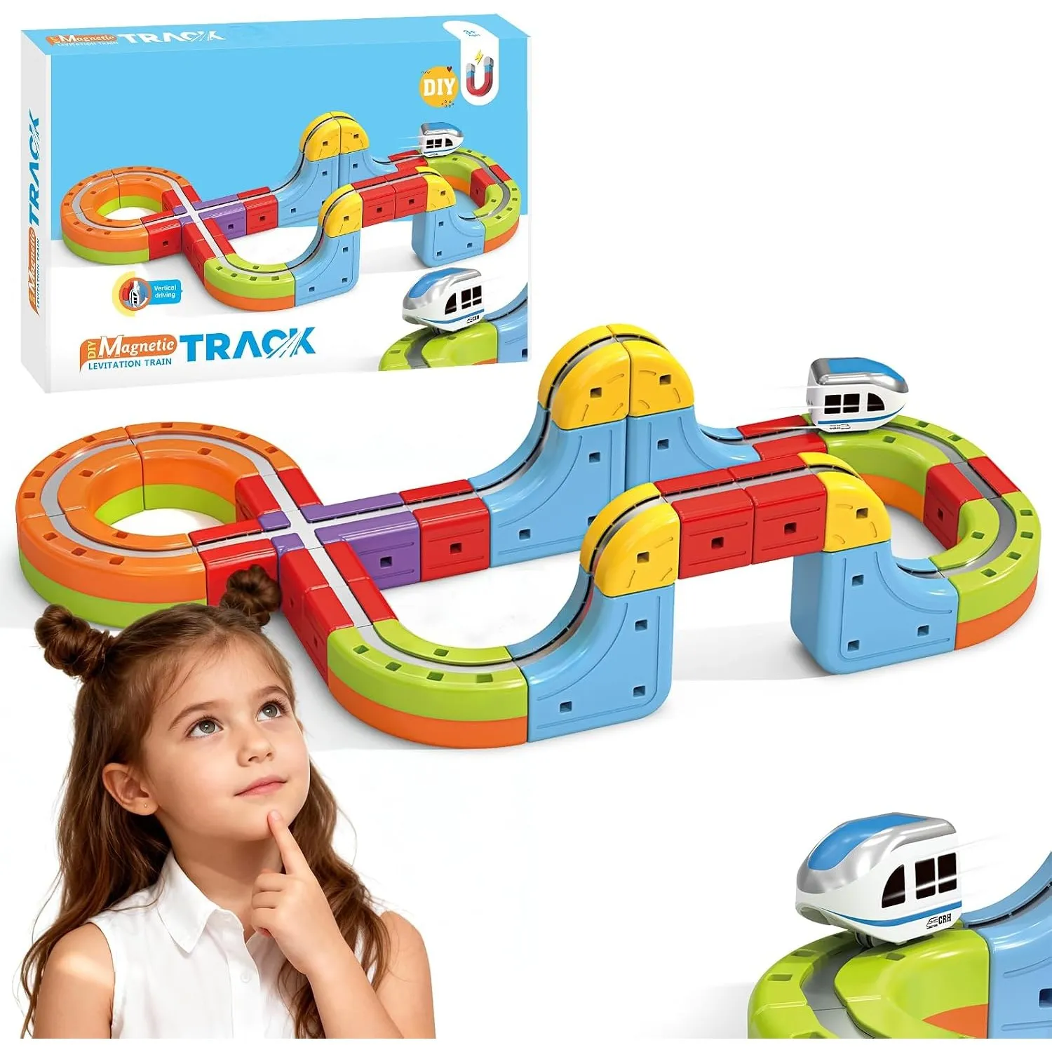 YESHIN Clickrail Elektrisches Zugset, Magnetische Schienenbausteine