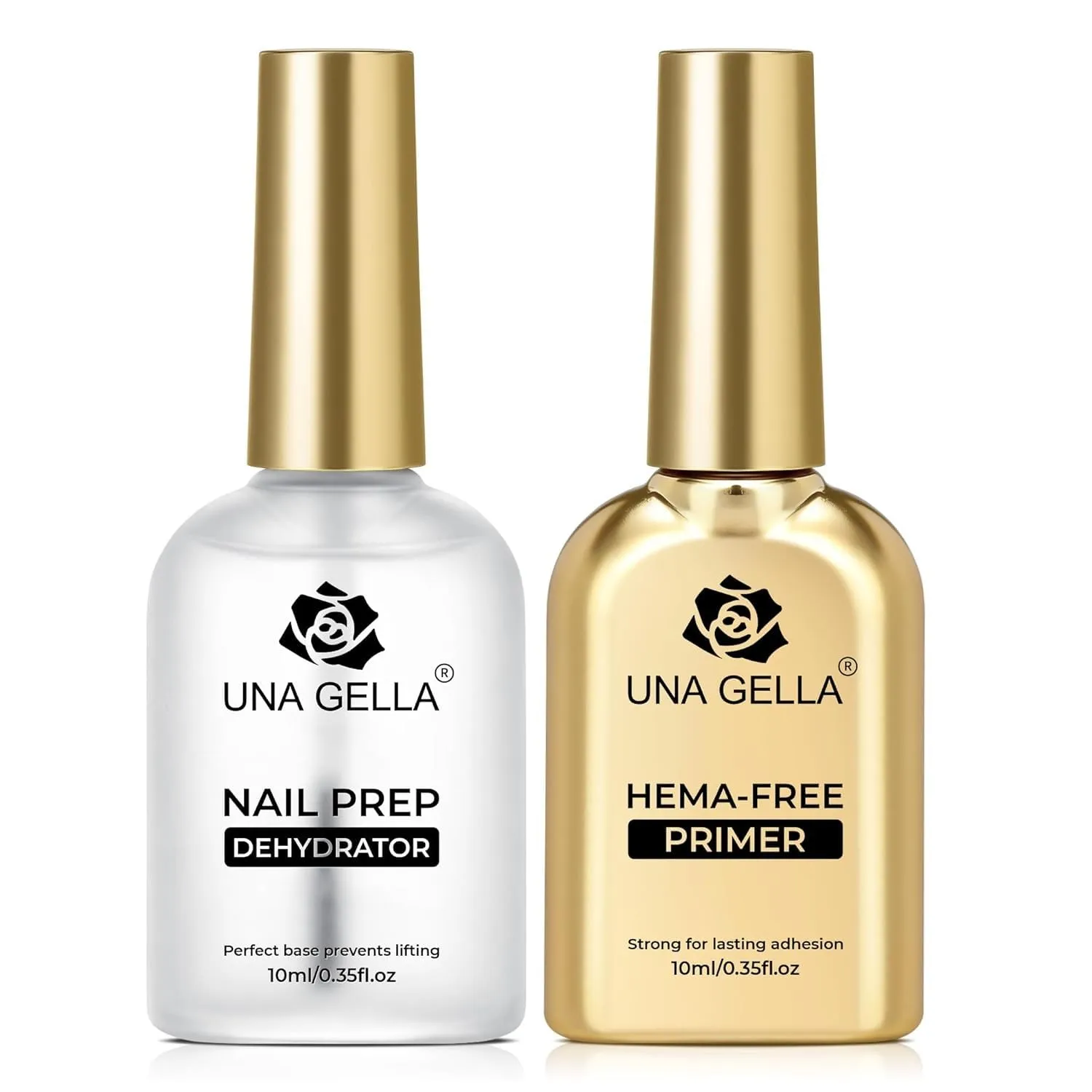 UNA GELLA Nail Primer and Nail Prep Dehydrator Set, 10 ml – Professioneller Haftvermittler für Press-on-Nägel, Acryl un…