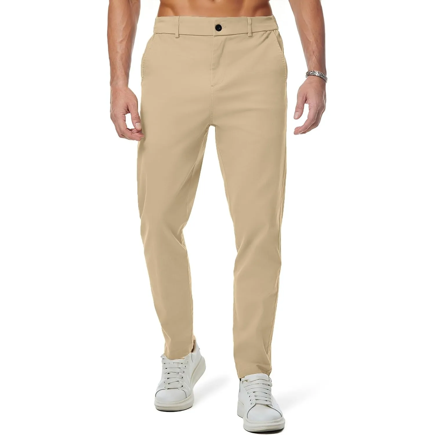 JMIERR Chino Hose Herren Baumwolle Business Männer mit Taschen