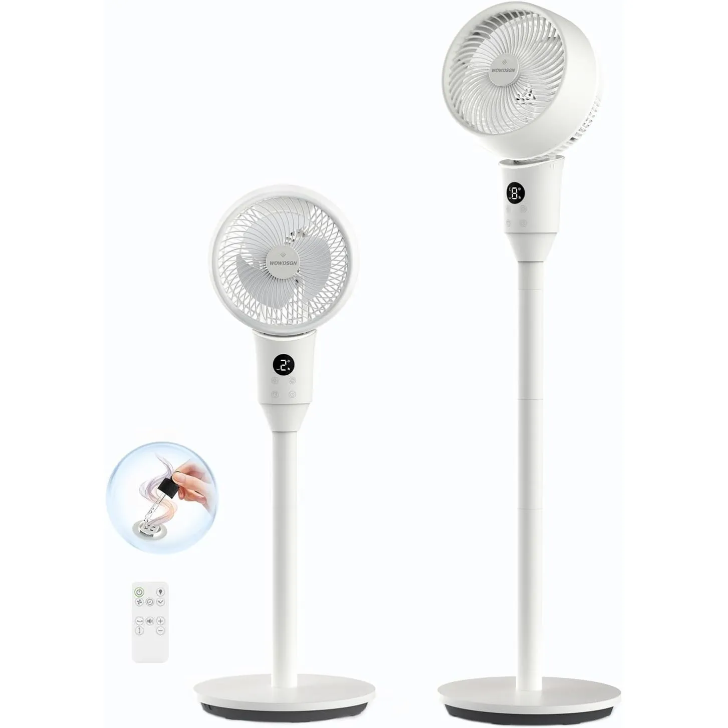 WOWDSGN 22 dB leiser Standventilator, 3D Luftzirkulator Oszillation Ventilatoren, Timer, Aroma-Funktion, 48,3–113 cm hö…