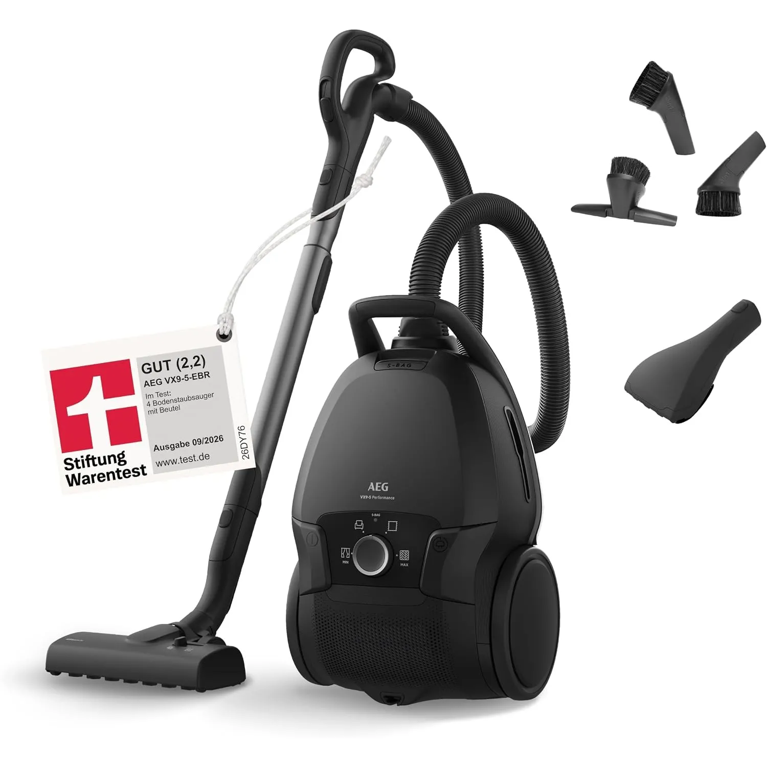 AEG VX9 Staubsauger mit Beutel, Stiftung Warentest Gut 2,2, 650W, VX9-5-EBR