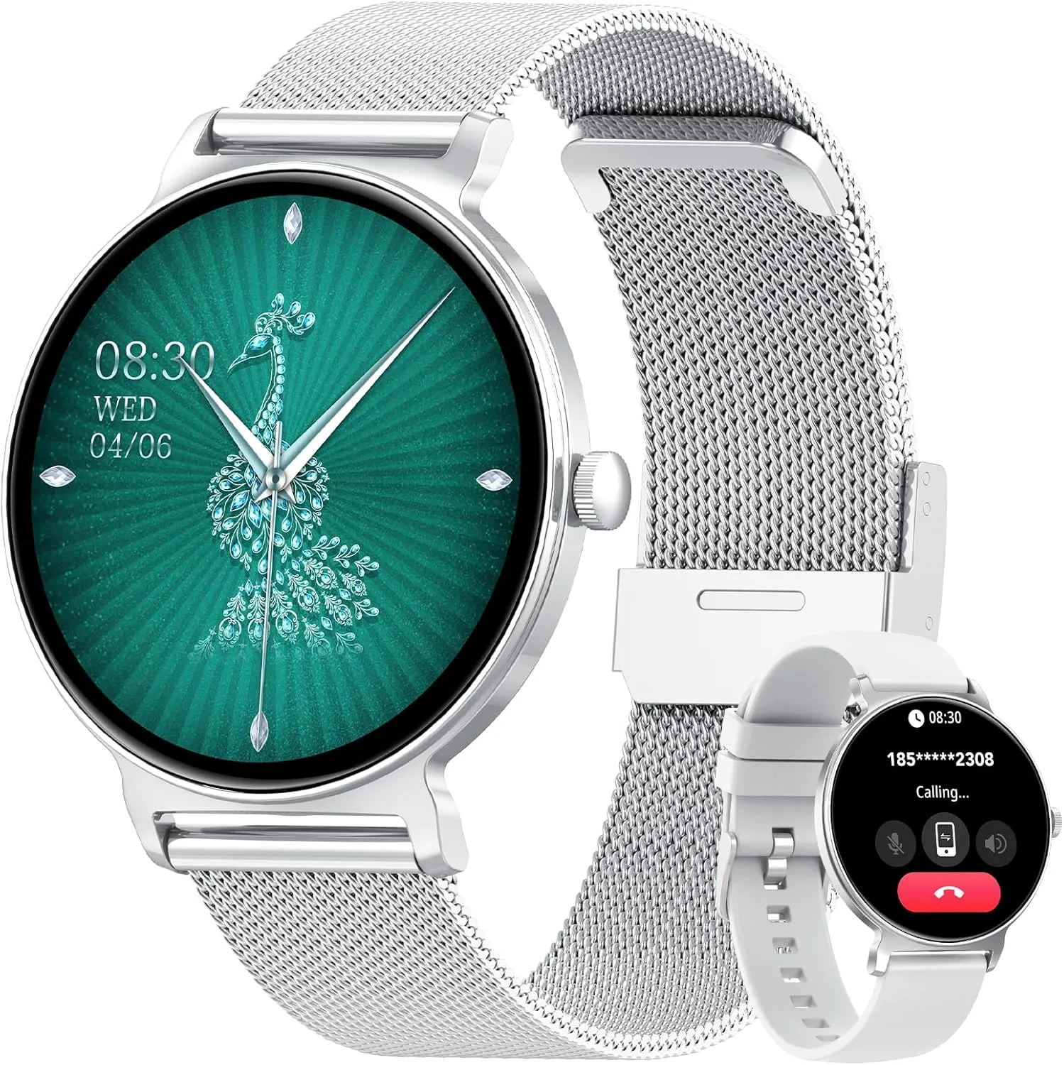 Smartwatch Damen mit Telefonfunktion, 1,27-Zoll AMOLED-HD Voll-Touchscreen Smartwatch, 120+ Sportmodi, IP68 Wasserdicht…