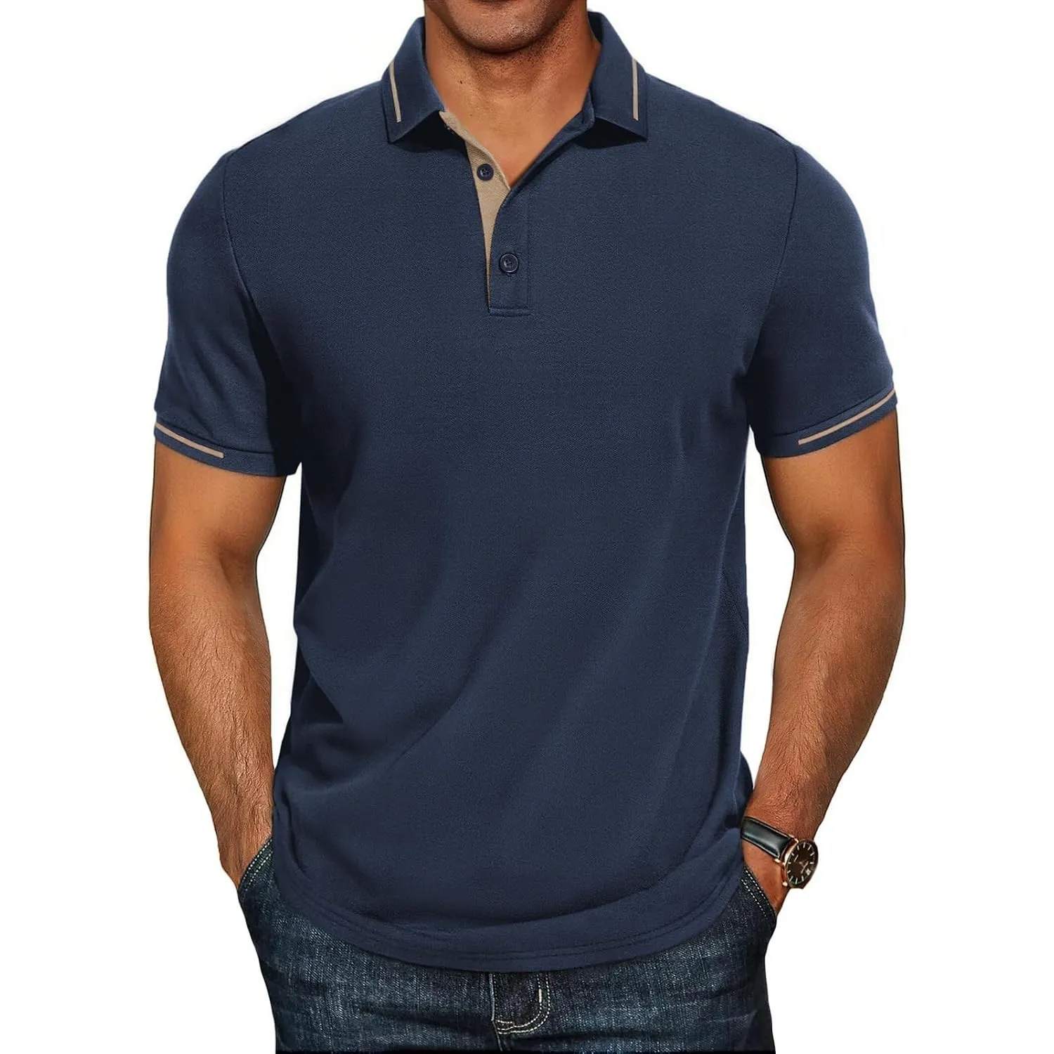 Herren Poloshirts-Business Kurzarm Polo Shirts Sommer Freizeit T-Shirt Klassisches