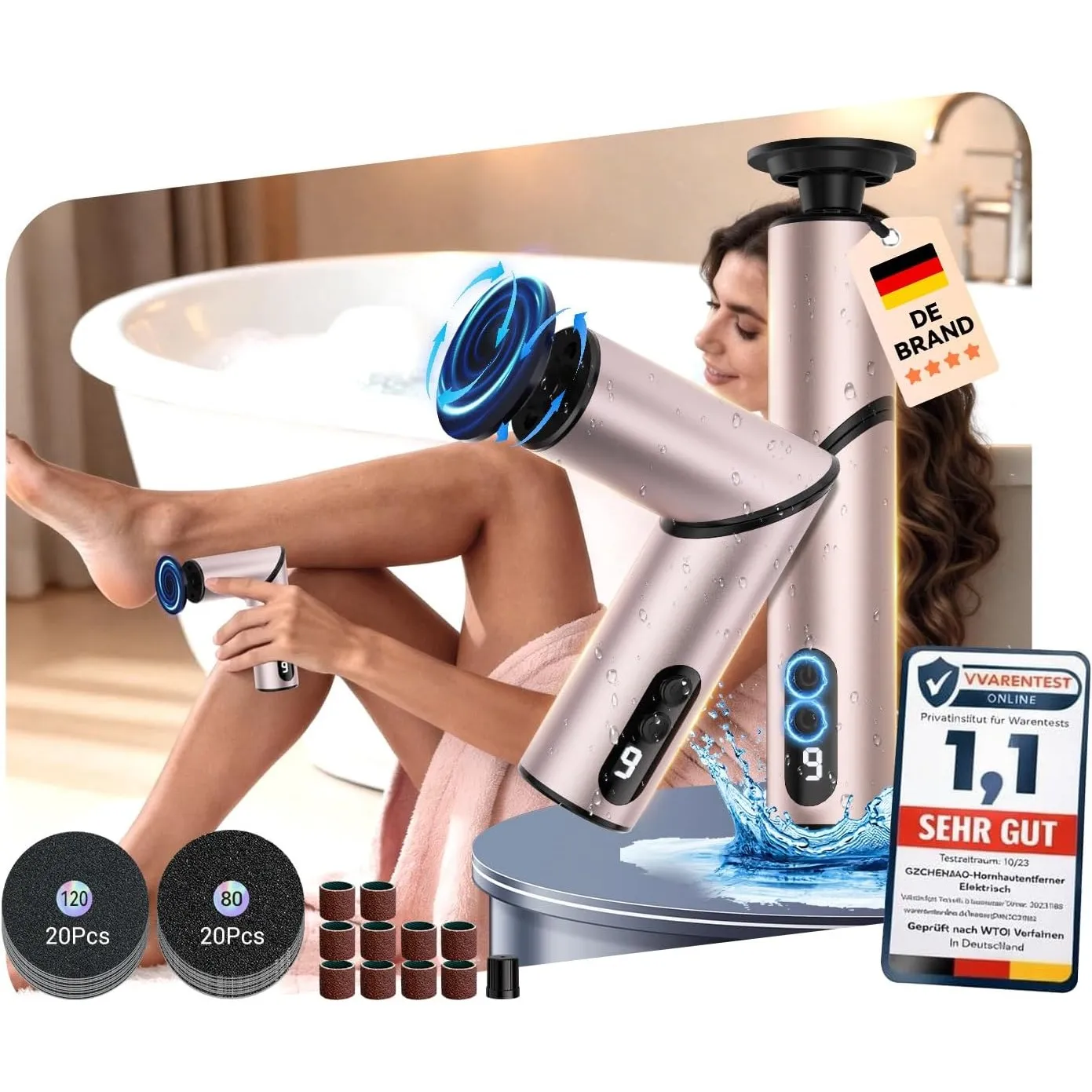 2026 Upgrade Hornhautentferner Elektrisch【99,92% Hornhaut in 3 Min】【90° Klapp-Ergonomie – 40% Weniger Kraft】Hornhautent…