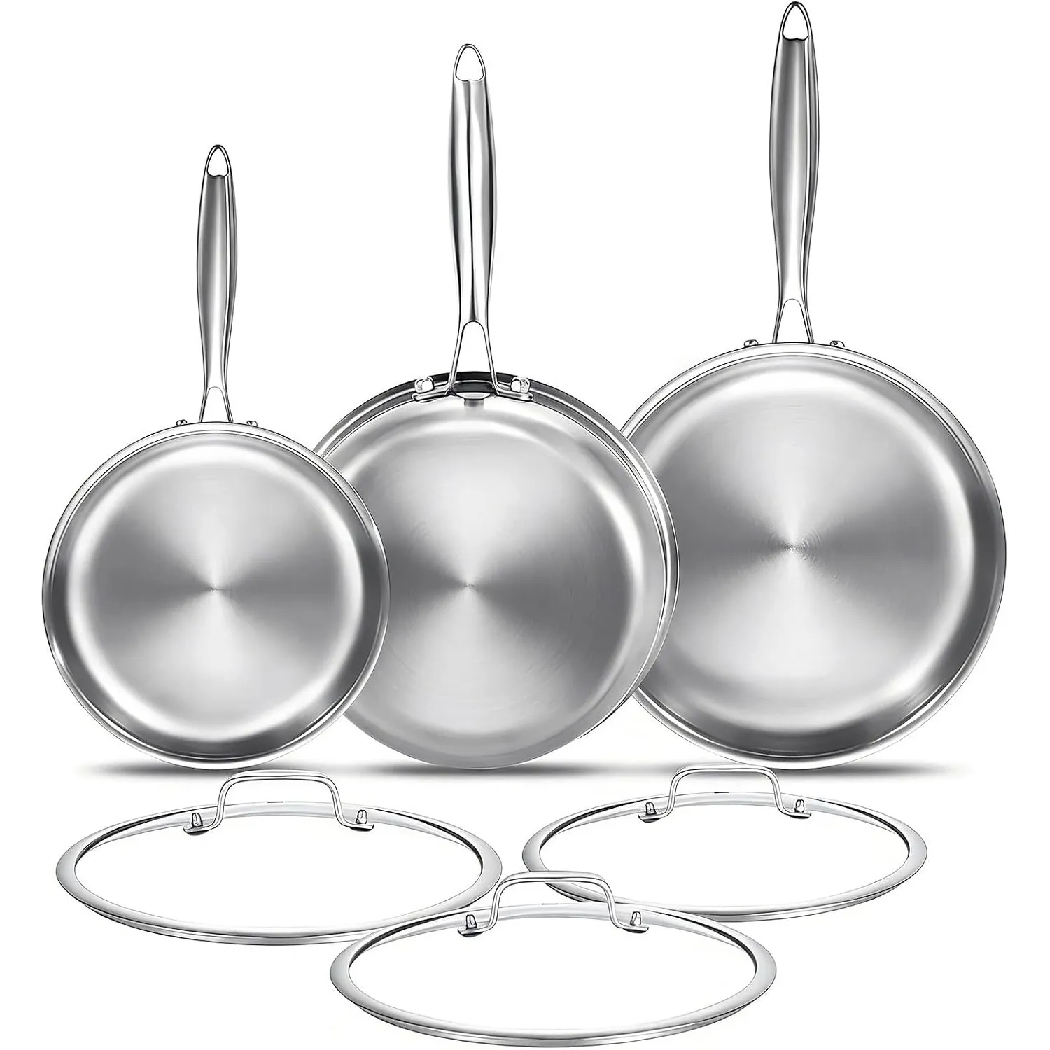 Edelstahlpfanne 20/24/28 cm mit 3 Deckeln