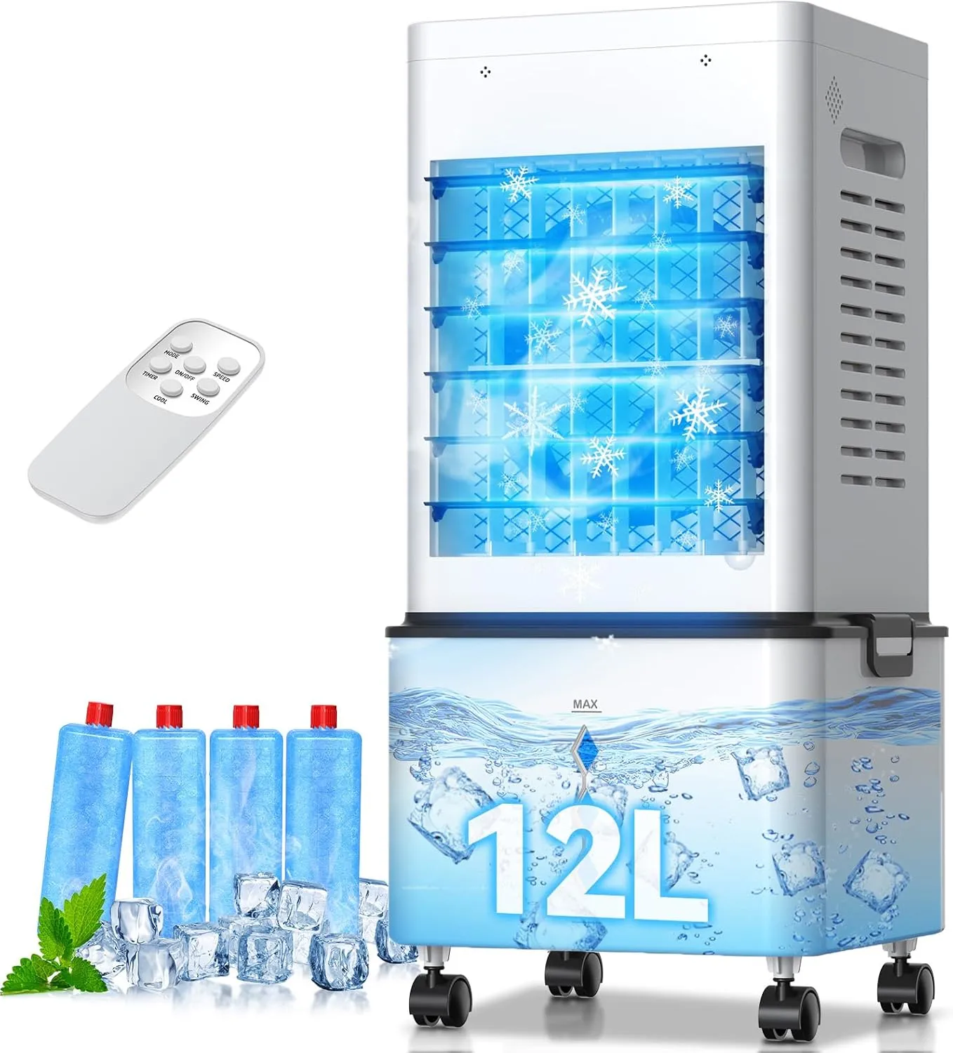 Mobile Air Conditioner, Portable Air Cooler with Water Cooling, 12 L, 24 H Timer, 6 Speeds, Remote Control, Air Conditi…