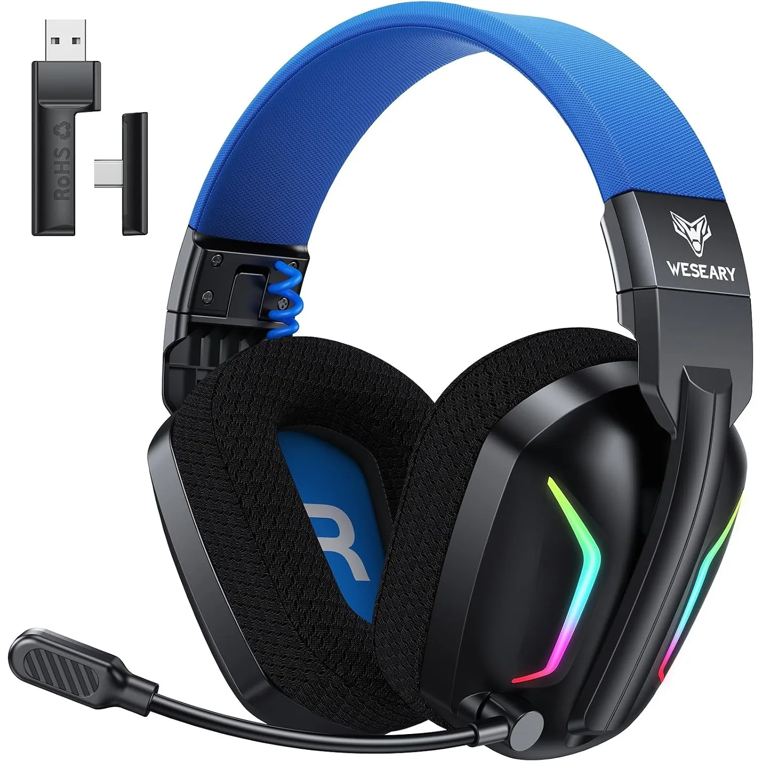 WESEARY Gaming Headset Wireless mit Mikrofon für PS5 PS4 PC Switch Handy