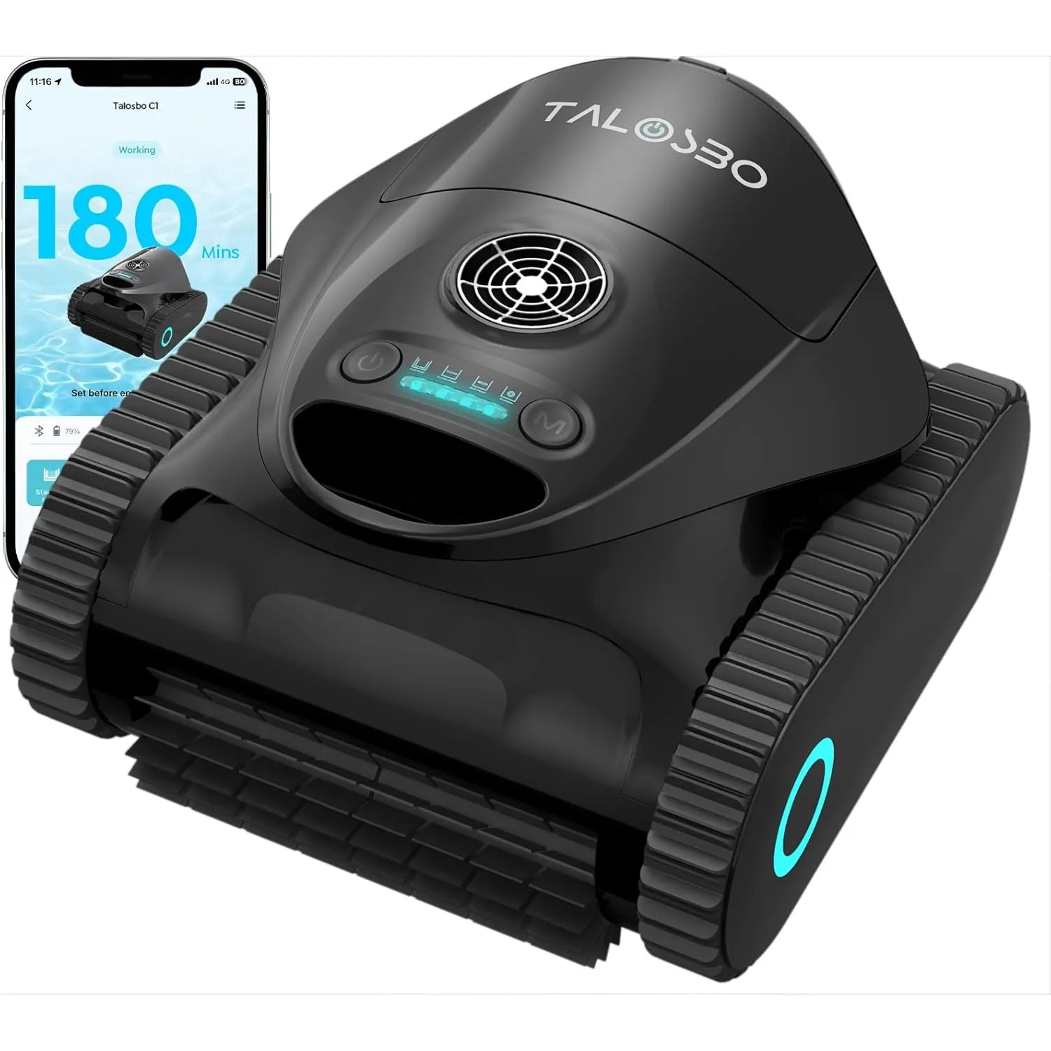 C1 Poolroboter Akku Boden und Wand, Wasserlinie, Doppelfilter, 7 Reinigungsmodi, 180 Minuten Laufzeit, Poolreiniger mit…