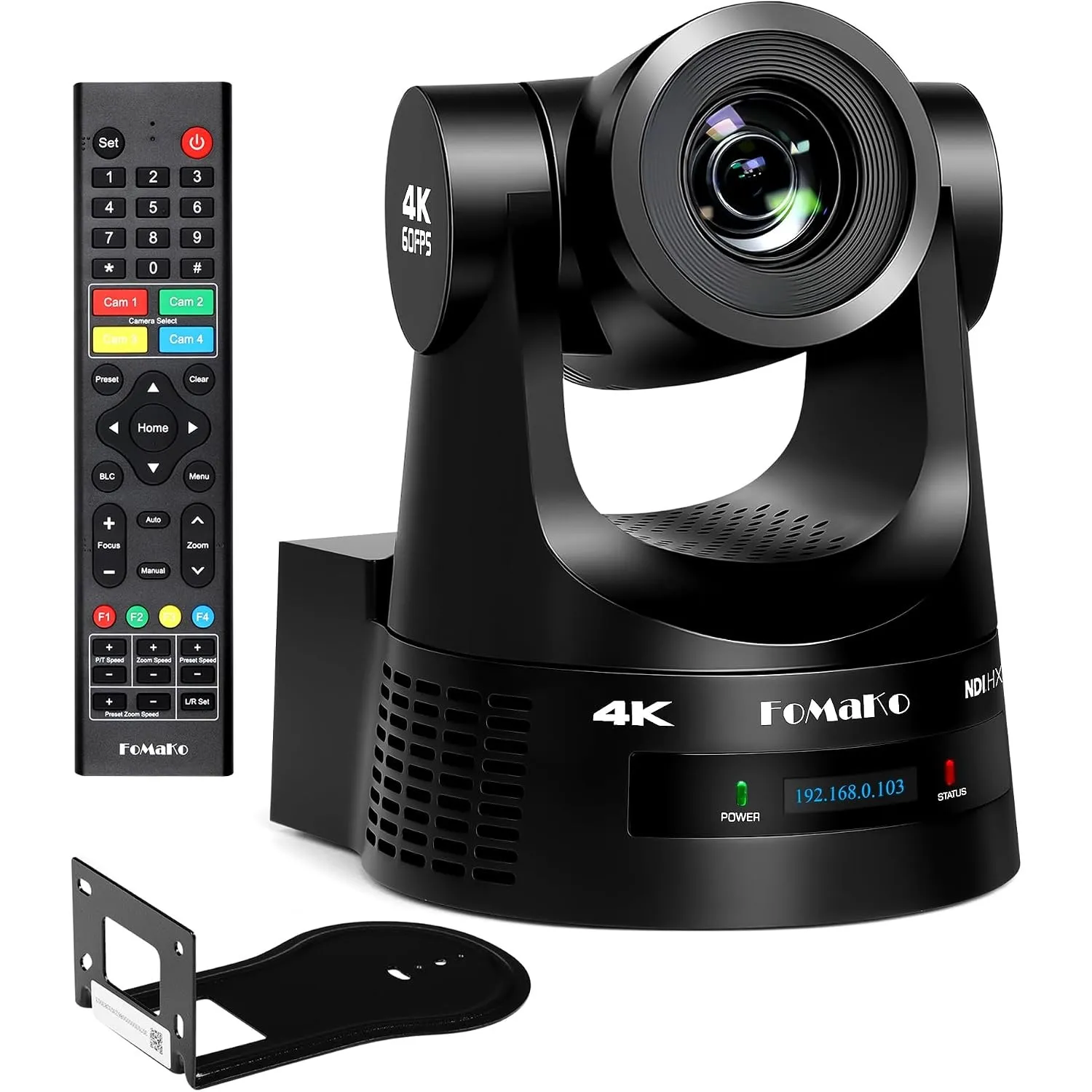 FoMaKo 4K 60FPS NDI HX3 PTZ Kamera, NDI-Ausgang 4K@60, 20x Optischer Zoom, KI-Auto-Tracking, 3G-SDI HDMI2.0 LAN PoE USB…