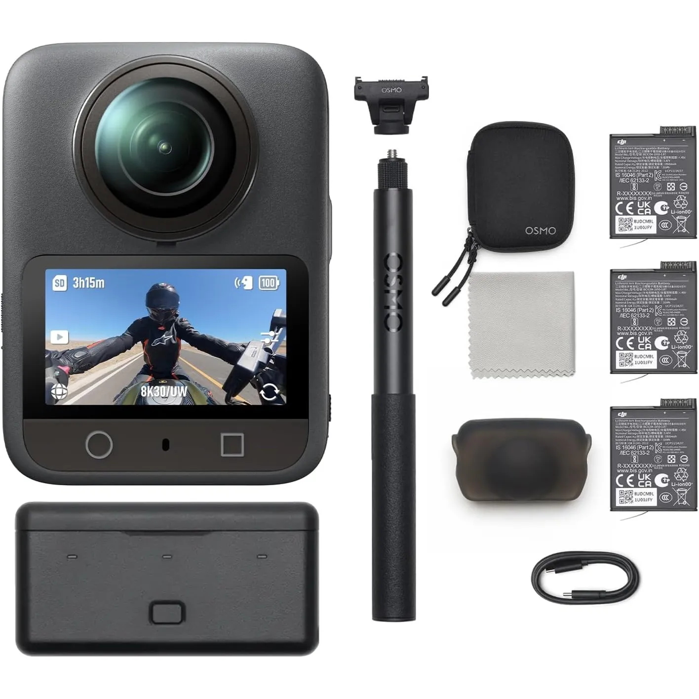 DJI Osmo 360 Adventure Combo – 360 Kamera mit 1-Zoll Sensor, 8K-360° Video, 4K/120fps & 170° Sichtfeld, 120MP Fotos, Ac…