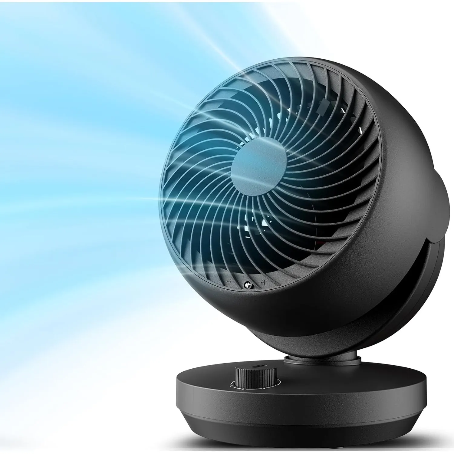 Ventilator Leise, 22dB Tischventilator mit Luftzirkulation, 3D Turbo Air Circulator, 3 Stufen & 100°/90° Verstellbarer …