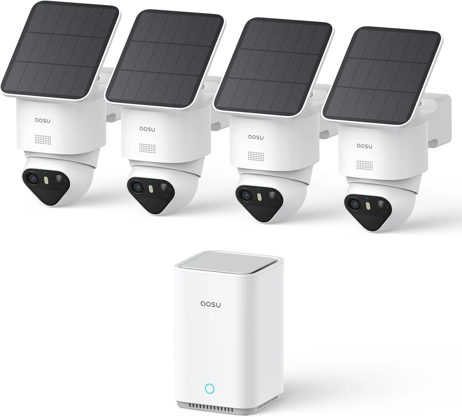 aosu T2 Ultra 4K UHD Überwachungskamera Aussen Solar Akku für Neue aosuBase, 4 Cam-Kit, TrueColor Nachtsicht, Auto-Trac…