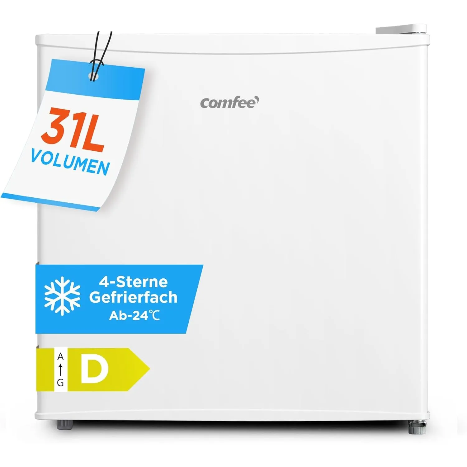 COMFEE Gefrierschrank klein (-24℃) 31L, Inverter-Kompressor, Leise 39 dB | 4-Sterne-Gefrierleistung, Temperaturregelung…