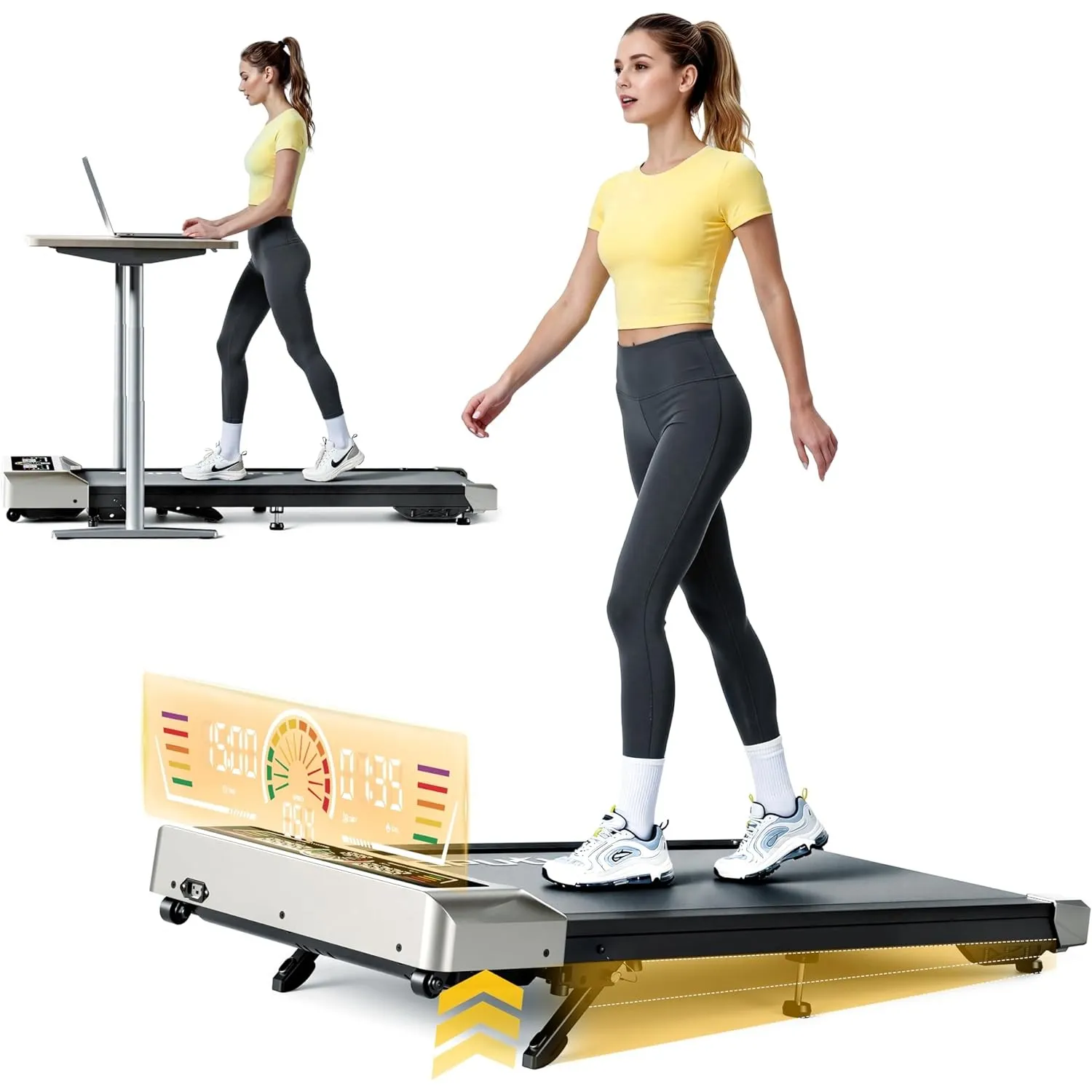Laufband für Zuhause mit 10% Neigung, 1-10km/h unter den Schreibtisch Walking pad, 3.0HP Leiser Motor, Elektrisches Lau…