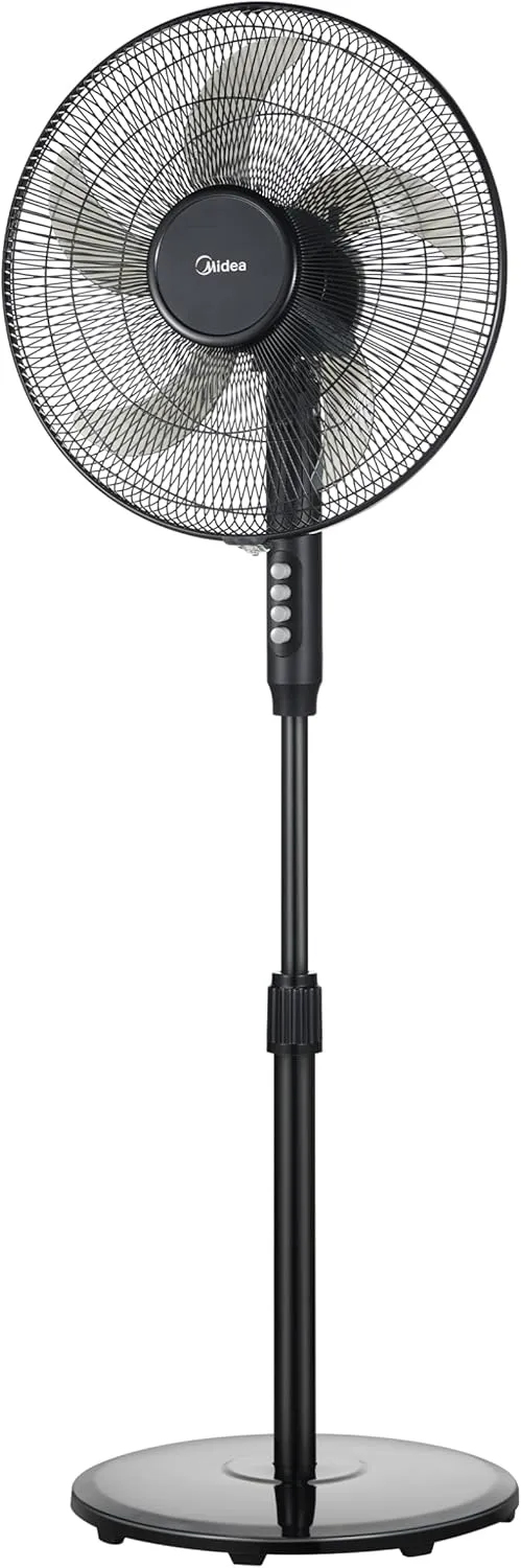 Midea FS40-25JA Floor Fan with Remote Control, 5 Blades, 40 W Energy Saving, Height Adjustable up to 122 cm, Quiet, Bla…