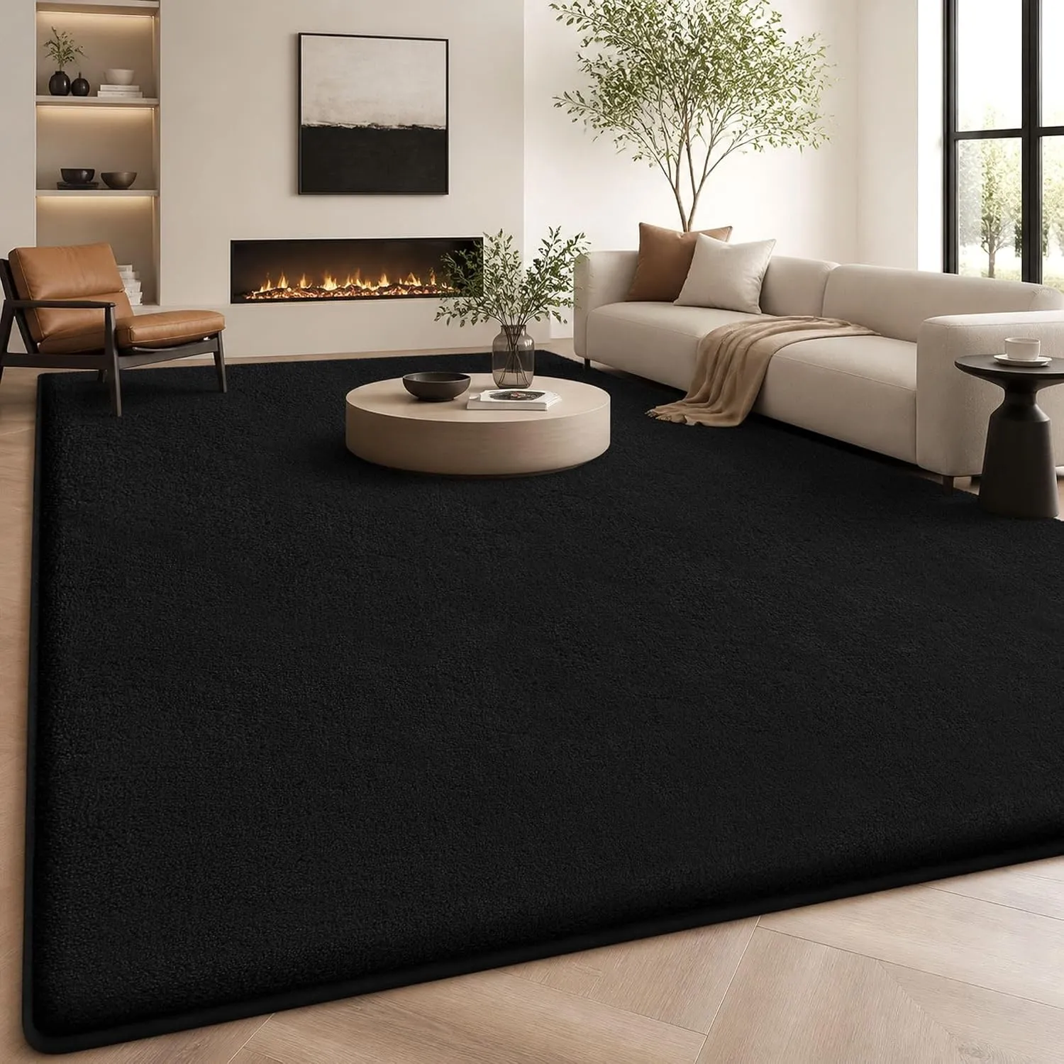 Homaxy Moderner Teppich Wohnzimmer Kurzflor Matte, 140x200 cm