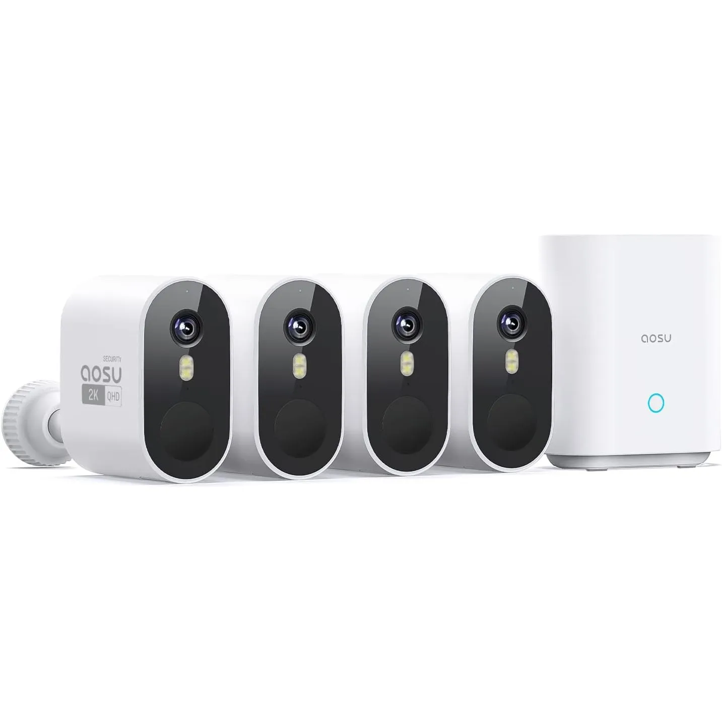 aosu 2K Überwachungskamera Aussen Akku 240 Tage 4-Kit + aosuBase 32GB Lokal | Kabellose Kamera Überwachug Aussen Batter…