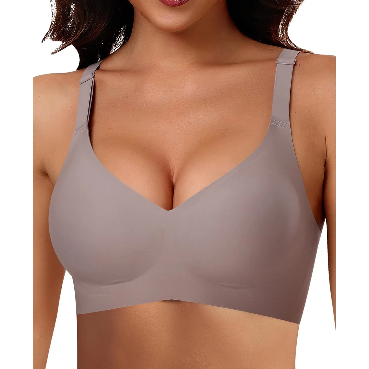 Ganado Damen BH Ohne Bügel Nahtloser BH Bequeme Weiche Glatte BHS Bügellose BHS Tiefem V-Ausschnitt Bralette Soft Bra B…
