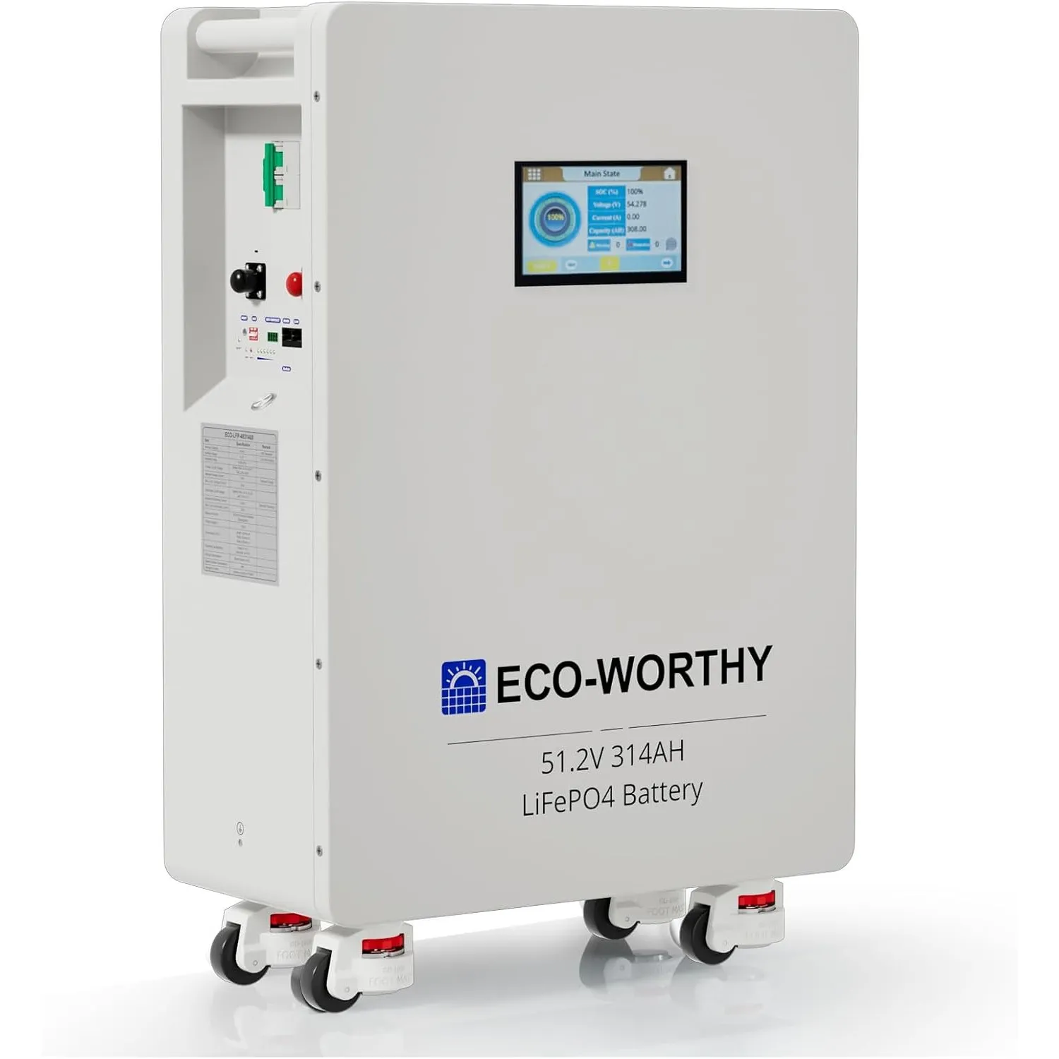 ECO-WORTHY 48V 314Ah LiFePO4 Batterie 16kWh mit 200A BMS Bluetooth/WLAN