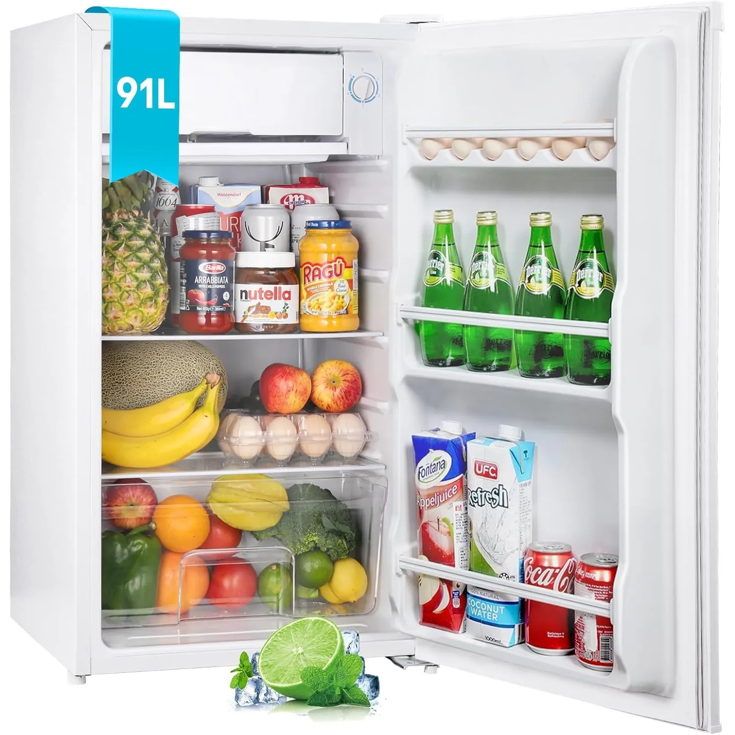 Upstreman 91L Kleiner Kühlschrank mit Gefrierfach, 5 Temperaturstufen (0-10℃), Energieeffizient, 41 dB Leiser Betrieb, …