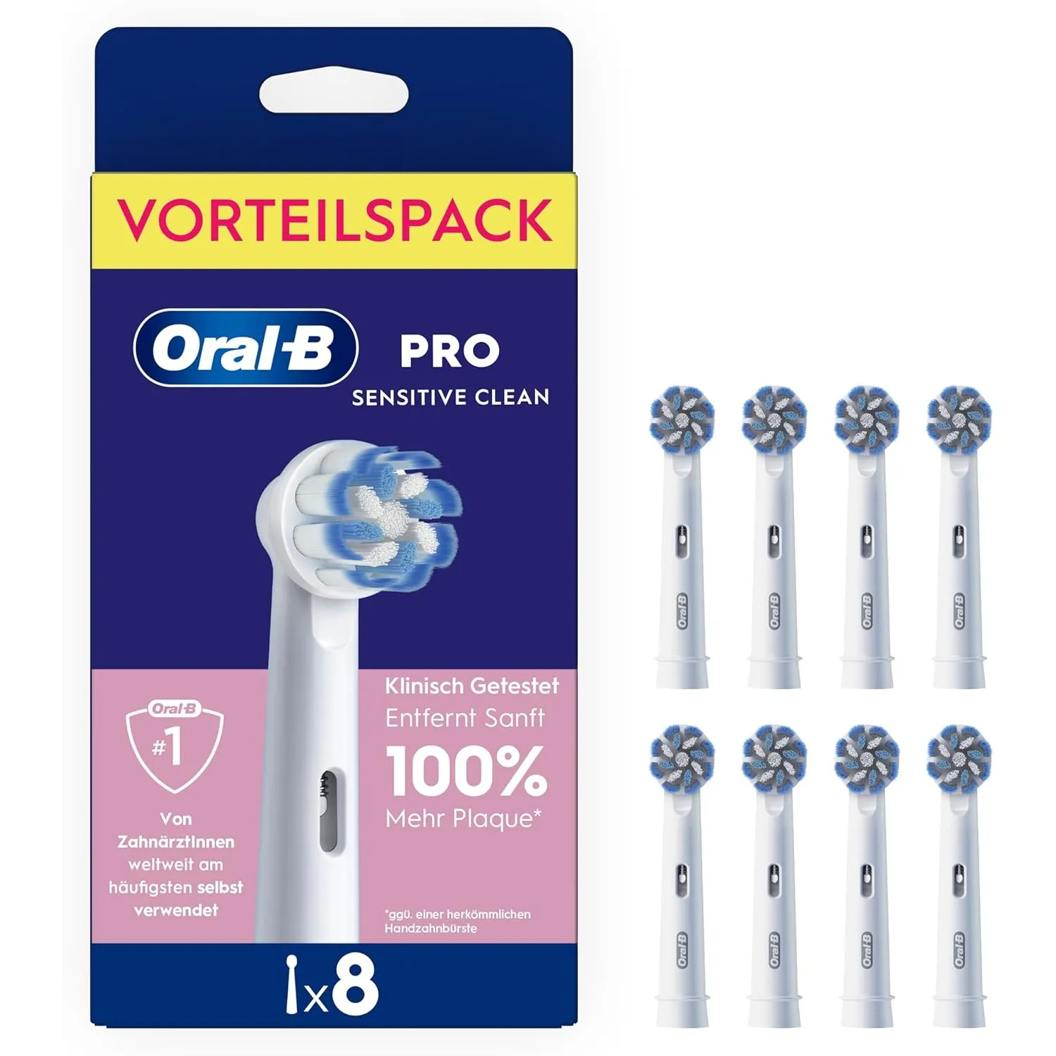 Oral-B Aufsteckbürsten PRO Sensitive Clean, Weiß, 8 Stück