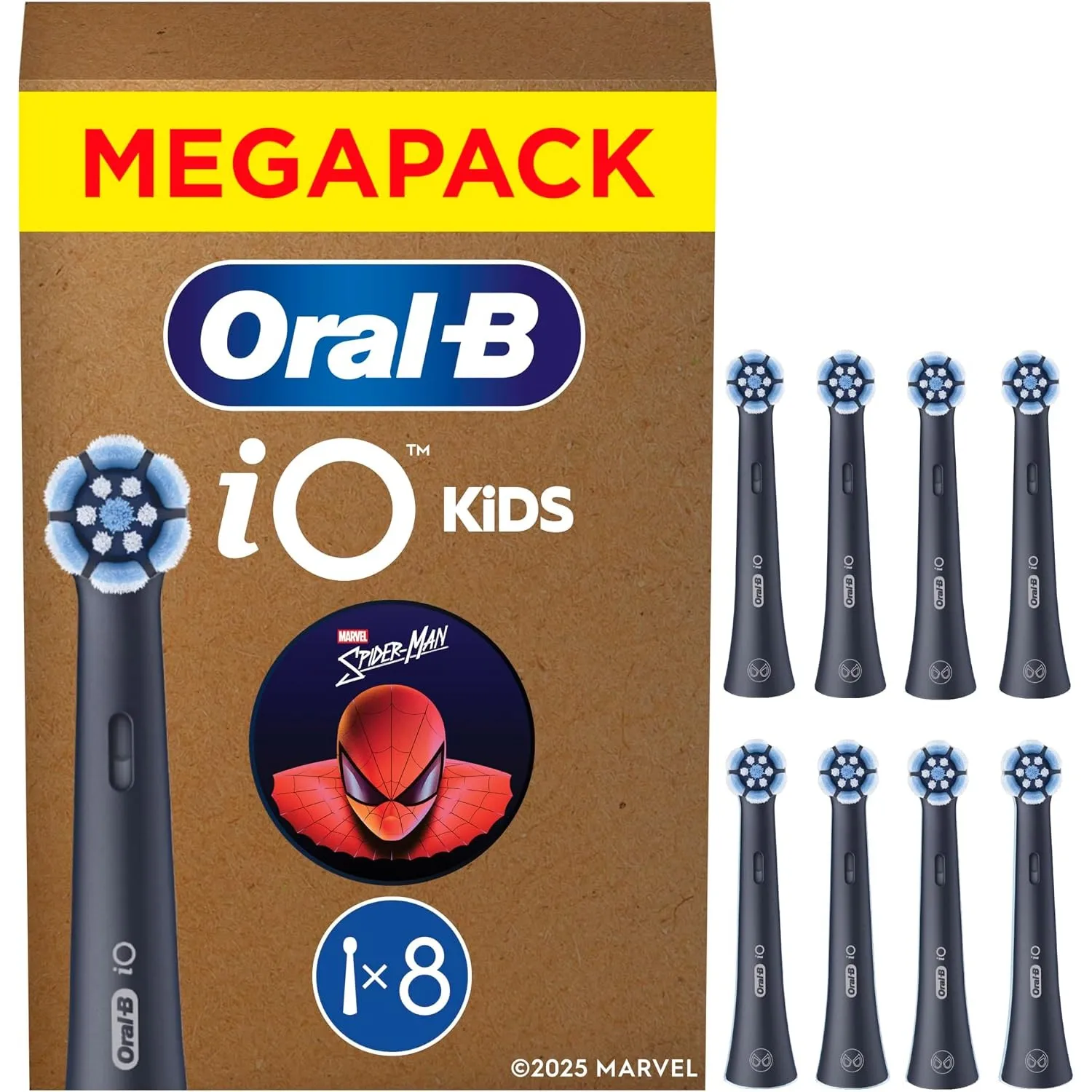 Oral-B iO Aufsteckbürsten Kids 6+ Marvel Spiderman, Schwarz, 8 Stück