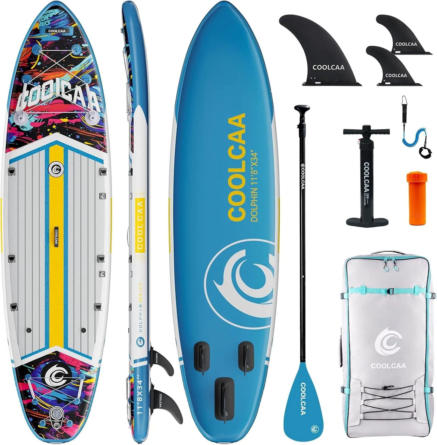 COOLCAA 354 cm x 86 cm x 15 cm Stand Up Paddling Board with Premium SUP Accessories, Load Capacity up to 210 kg, SUP Bo…