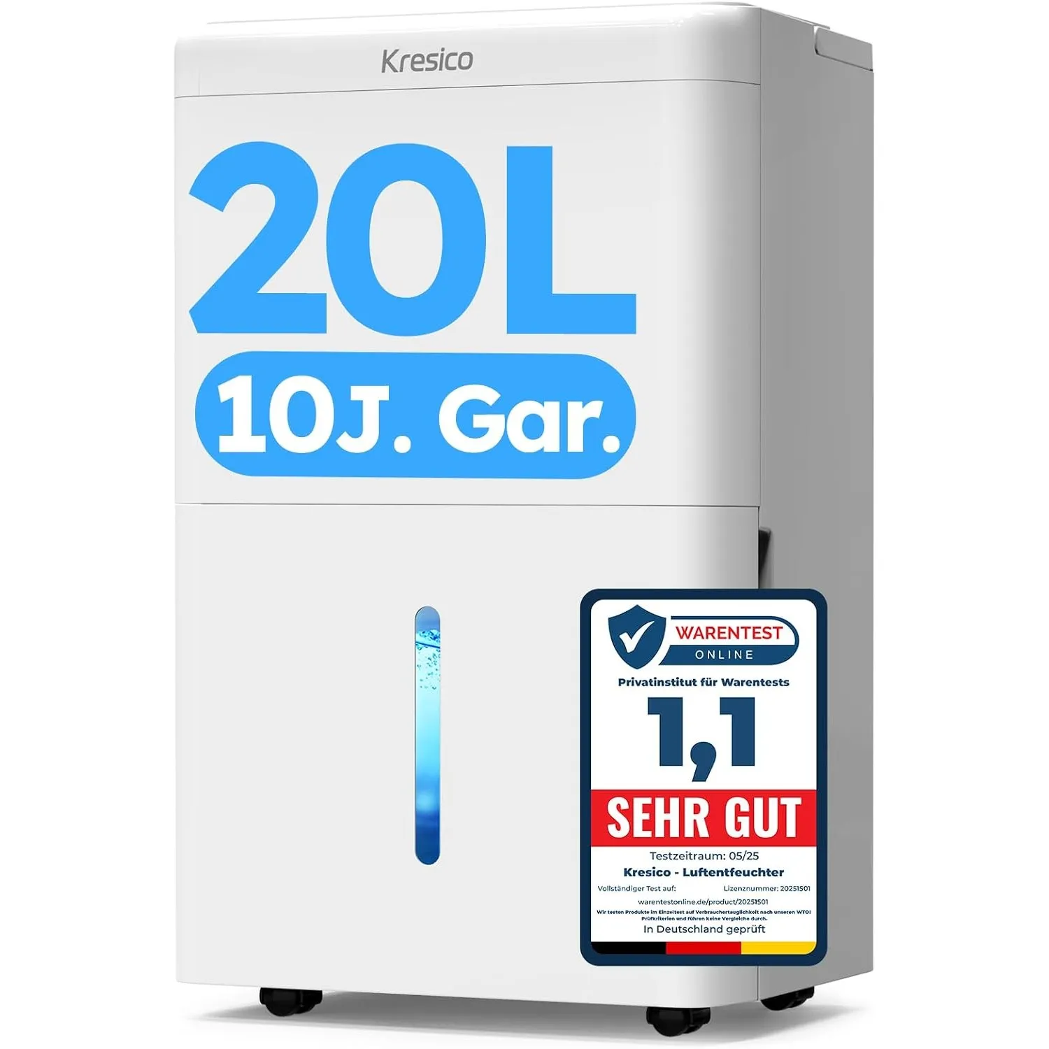 Kresico xWolei Luftentfeuchter elektrisch 20L/24h, Entfeuchter elektrisch 39dB, Raumentfeuchter für Räume ca. 150m³/50m…