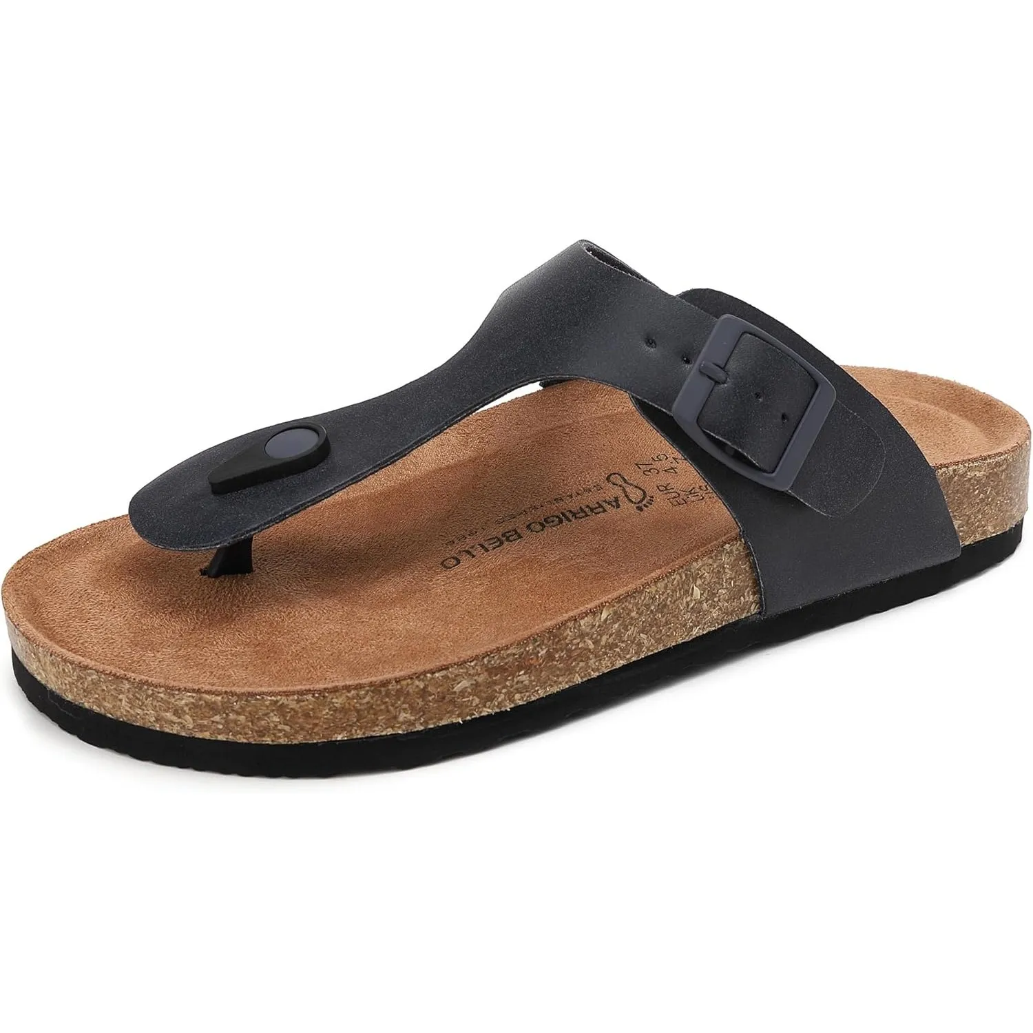 ARRIGO BELLO Herren Damen Zehentrenner Pantoletten Natur Kork Leder Flip Flops Leicht Rutschfest Sommer Slip On Flach S…