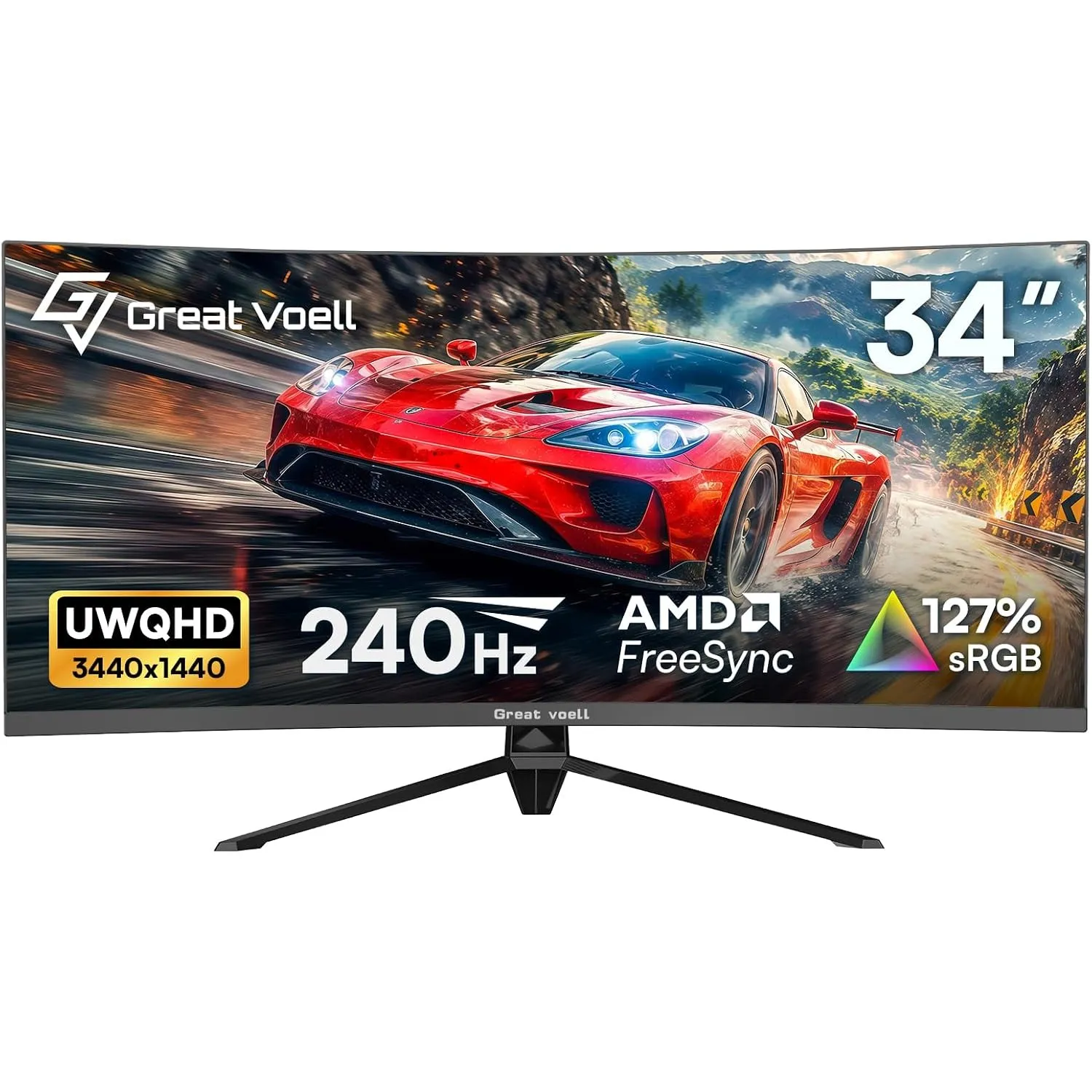 34 Zoll 240Hz Ultrawide Curved Gaming Monitor, UWQHD 1440P, HDR10,127% sRGB