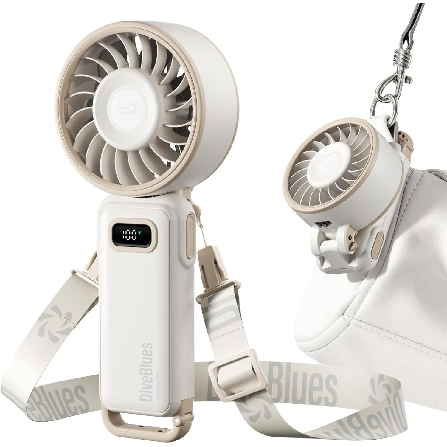 Diveblues - Handventilator Akku Aufladbar - 100 Stunfen Mini Ventilator Leistungsstarker Luftstrom mit Turbo-Technologi…