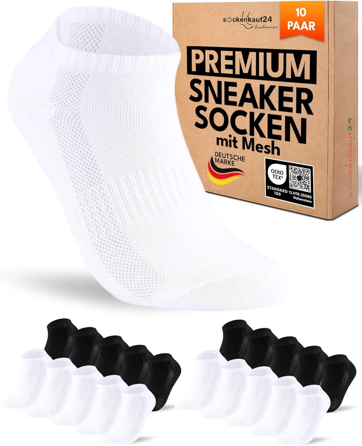 10 Pairs of Trainer Socks Men Women Cotton Breathable with Mesh Stripes