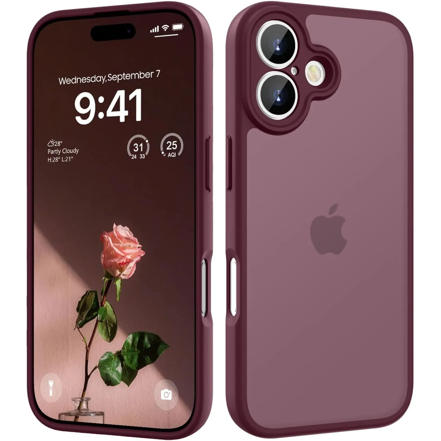 HGH für iPhone 16 Hülle, Dunkel Rot