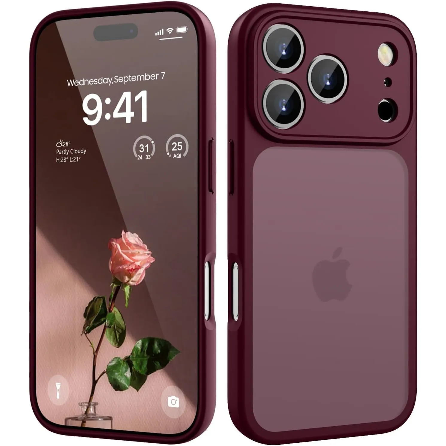 HGH für iPhone 17 Pro Hülle, Dunkel Rot