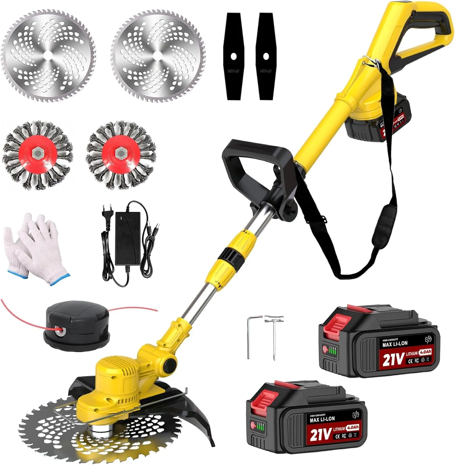 21 V Grass Trimmer with Battery, Brush Cutter Battery, Brush Cutter Battery, 750 W Brushless Motor, Grass Trimmer with …