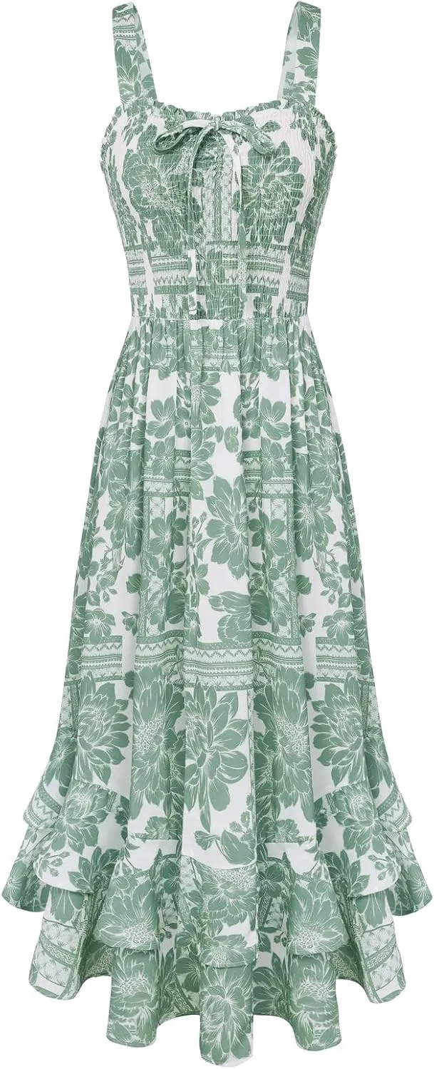 GRACE KARIN Women's Long Floral Dress, Sleeveless, Spaghetti Straps, Cocktail Dress, Casual Dress, Bohemian Maxi Dress,…