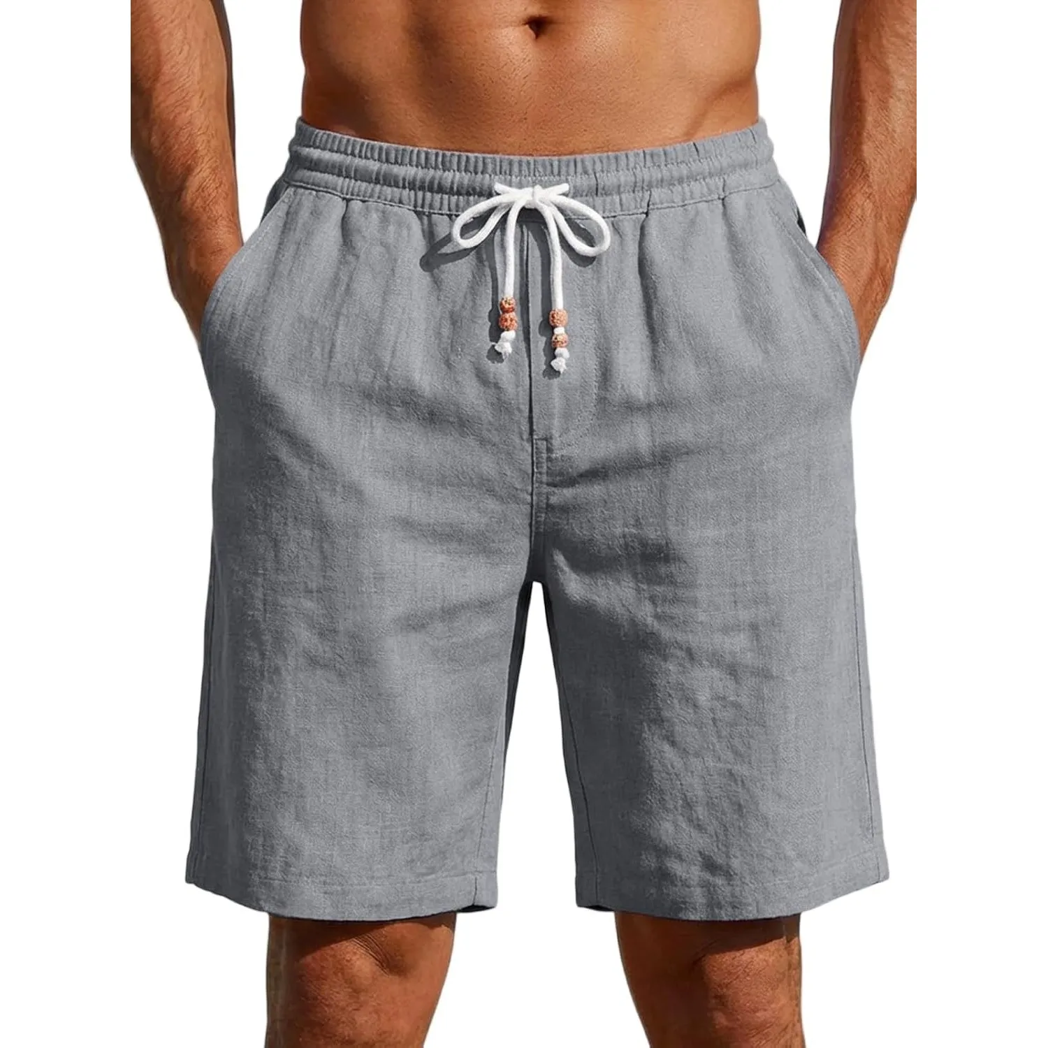 Runcati Kurze Hosen Herren Leicht Leinen Shorts Männer Einfarbig Baumwolle Sommershorts Chino Sport Strand Freizeithose…